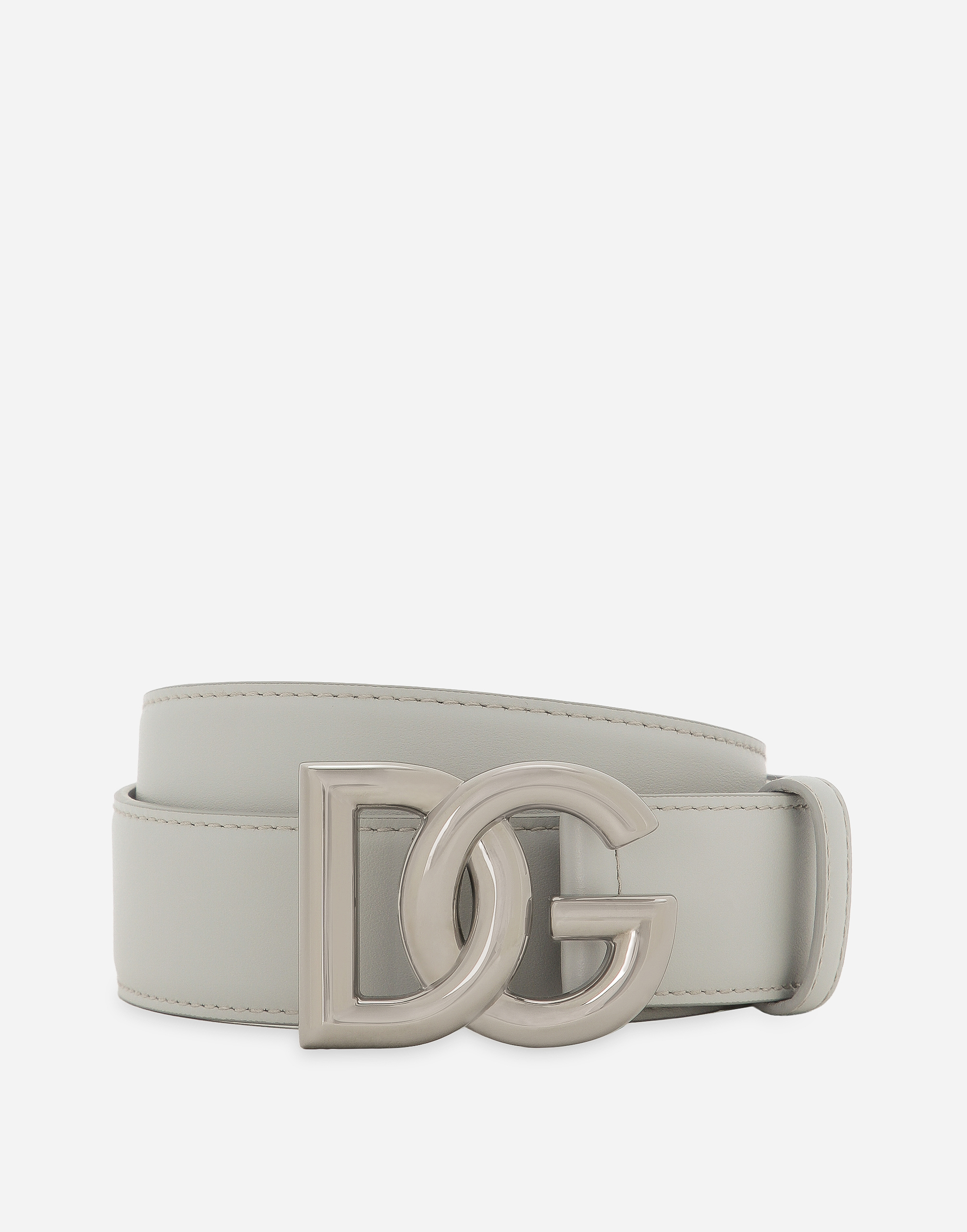 Dolce & Gabbana Calfskin Dg Millennials Belt In Grey