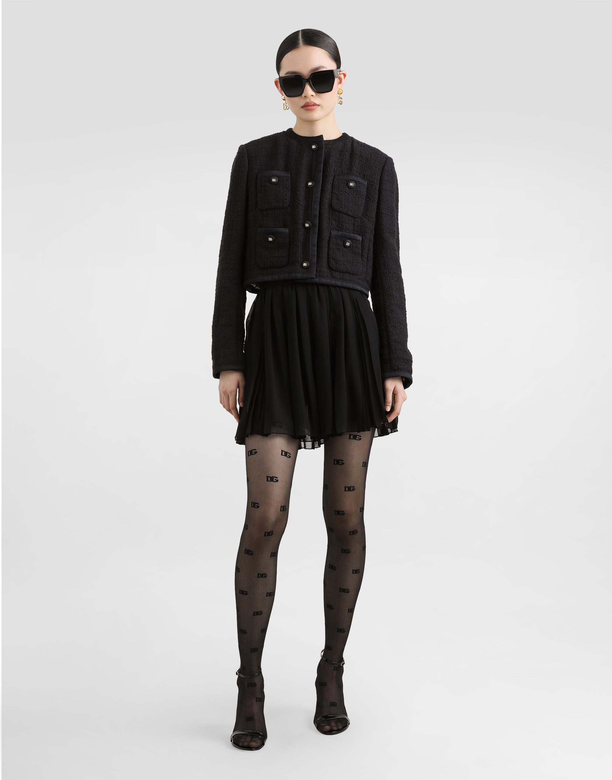 Dolce & Gabbana Pleated Chiffon Skirt In Black