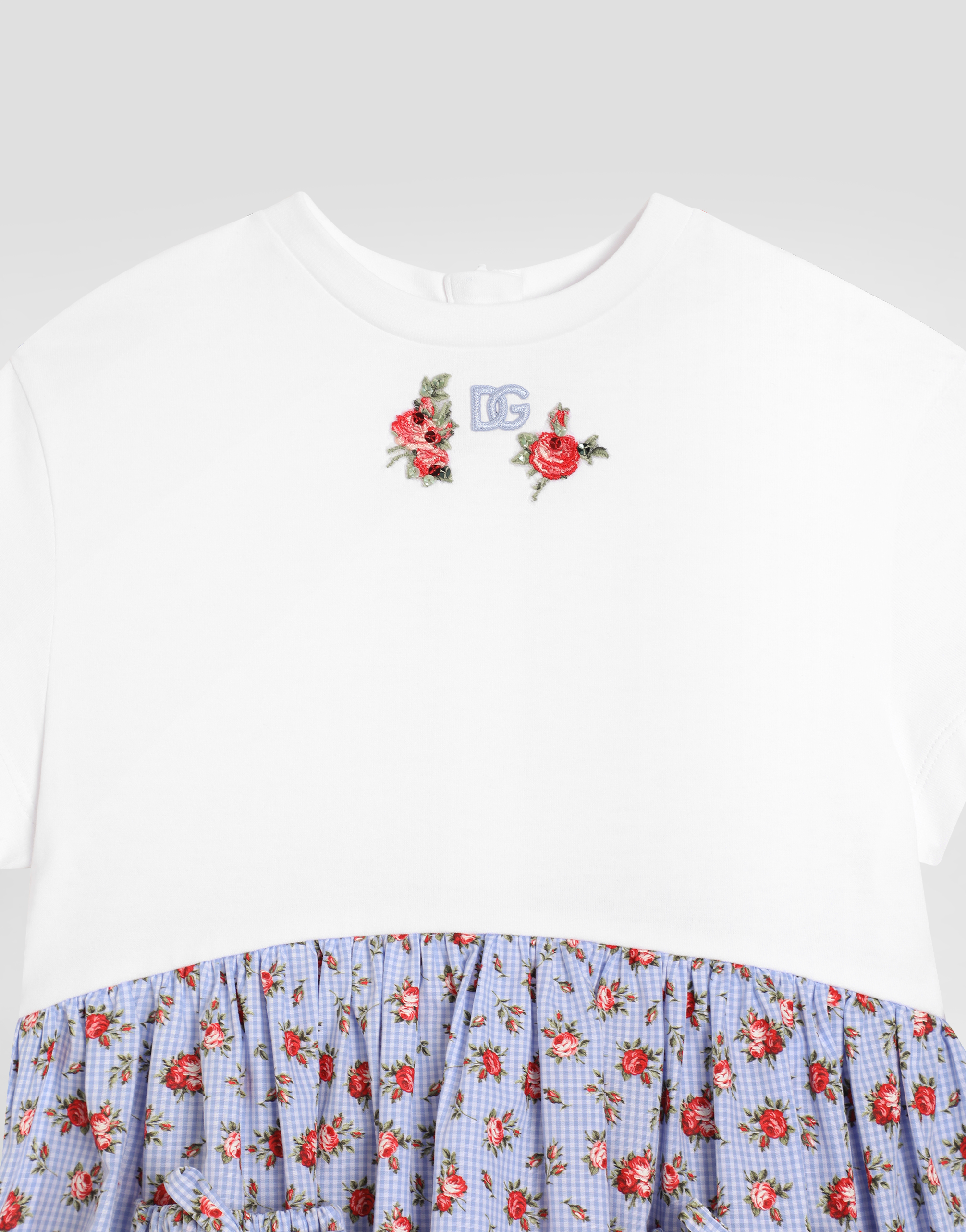  Dolce & Gabbana Floral-print Jersey And Poplin Dress With Dg Embroidery - Frau Kleider Mehrfarbig 2 Years 