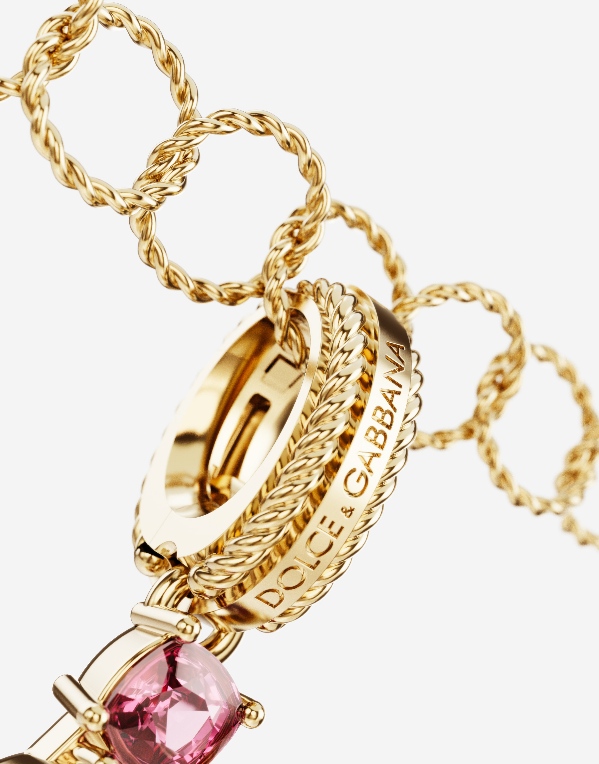 Dolce & Gabbana Rainbow Alphabet H 18 Kt Yellow Gold Charm With Multicolor Fine Gems Gold Female Onesize In Gold