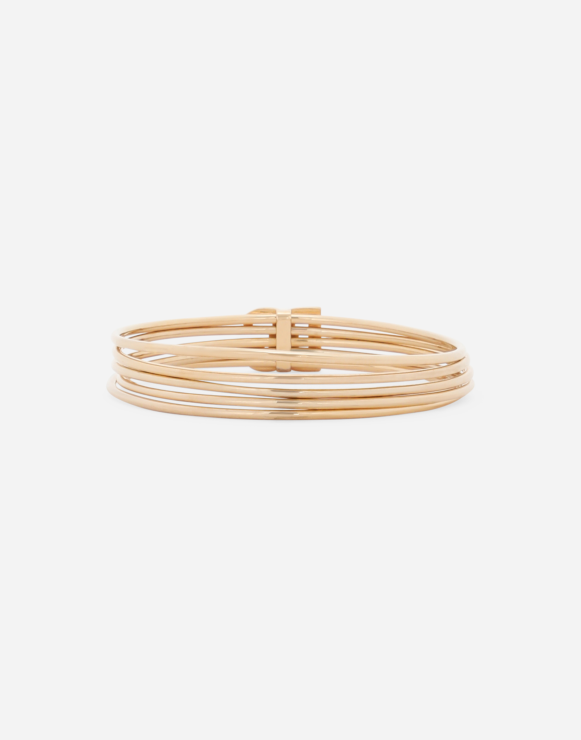 Dolce & Gabbana Rigid Multi-hoop Bangle With Dg Logo In ゴールド
