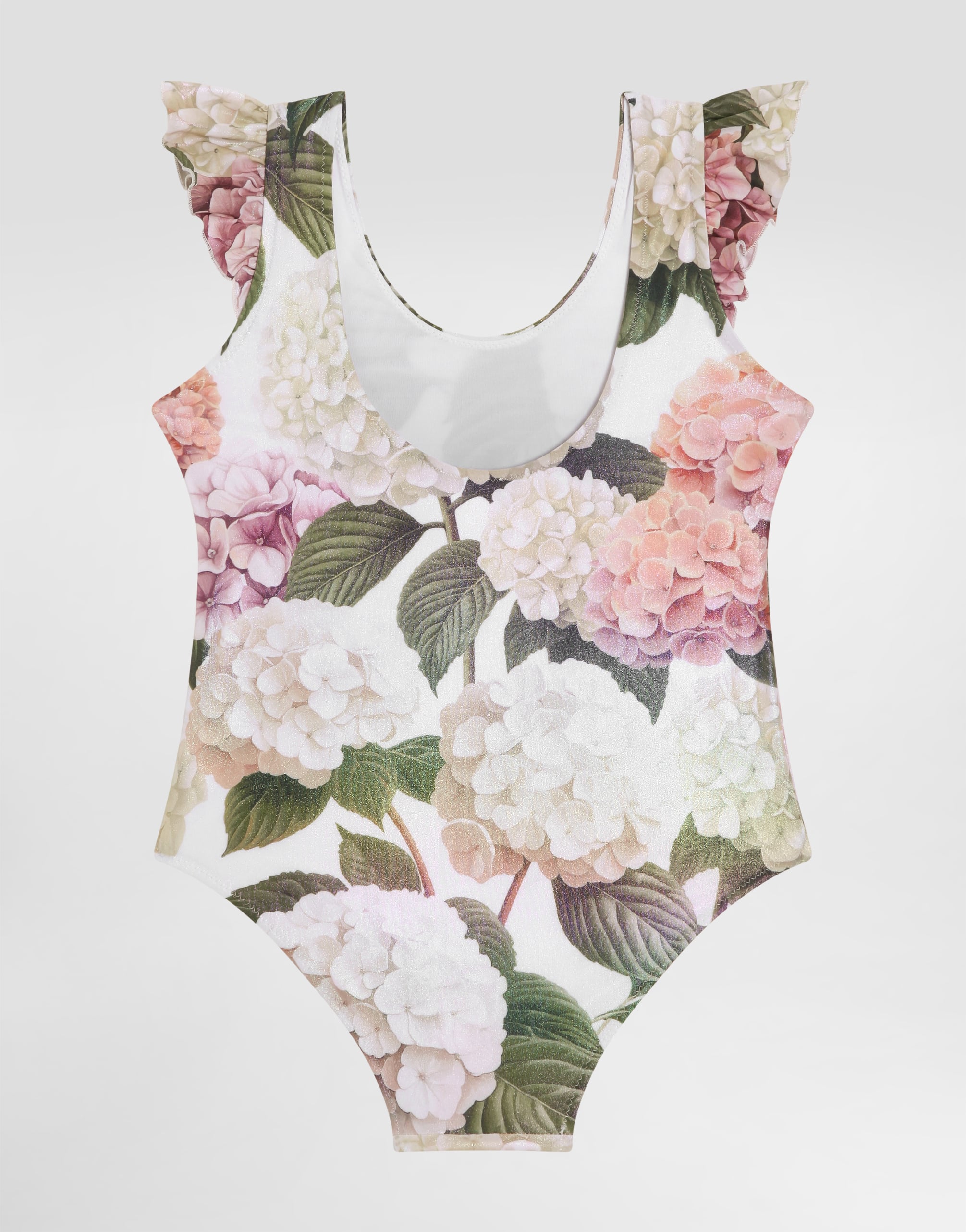 Dolce & Gabbana Hydrangea-print One-piece Swimsuit In Green