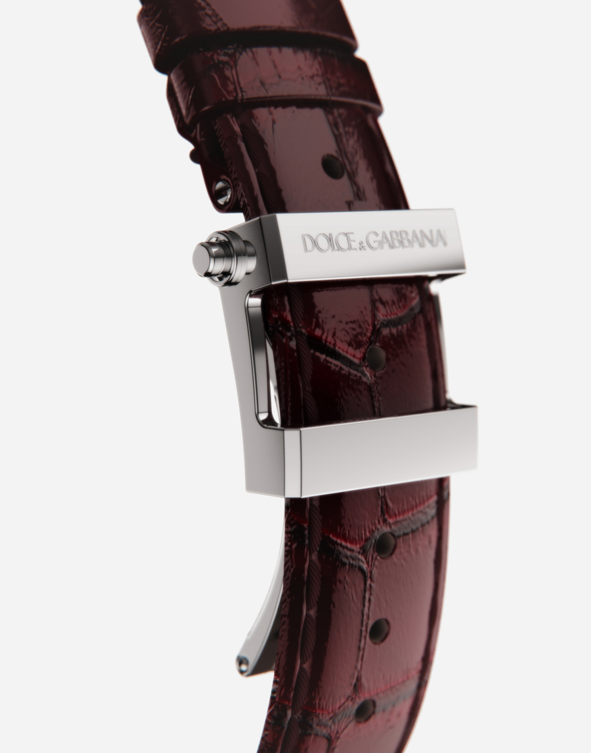 Dolce & Gabbana Dg7 Watch In Steel With Ruby In Burgundy