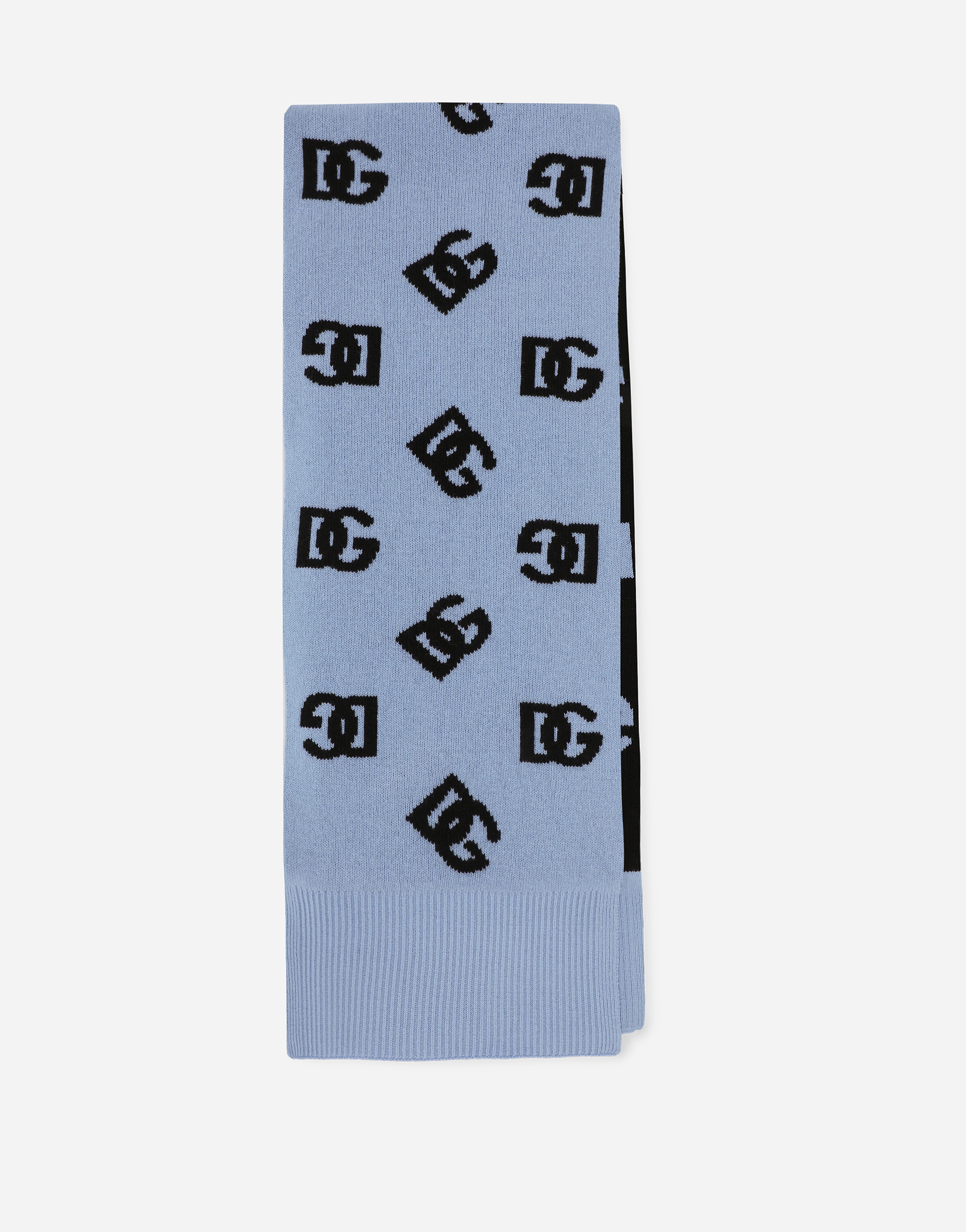 Dolce & Gabbana Wool Scarf With Jacquard Dg Logo In ブルー