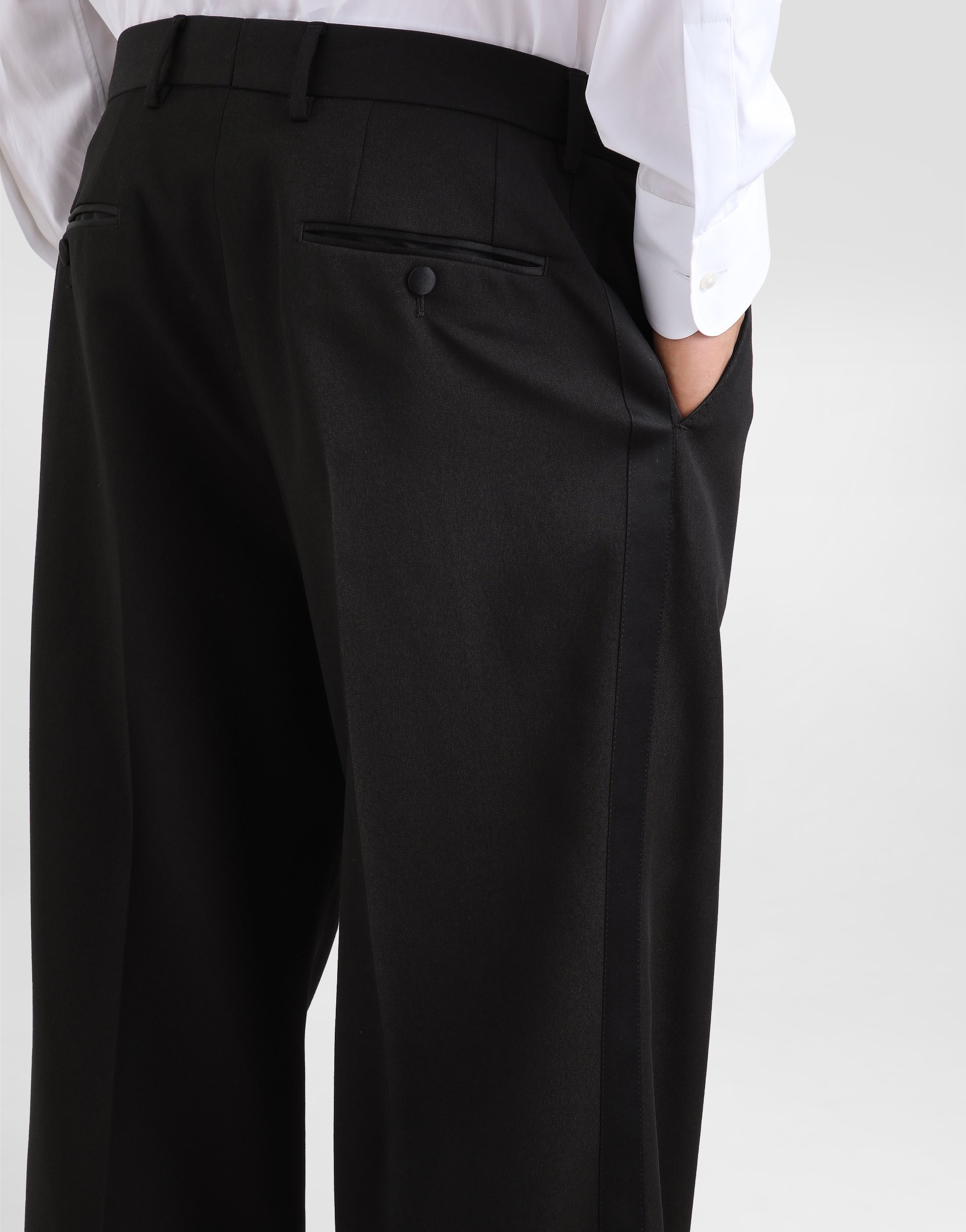 Technical gabardine tuxedo pants