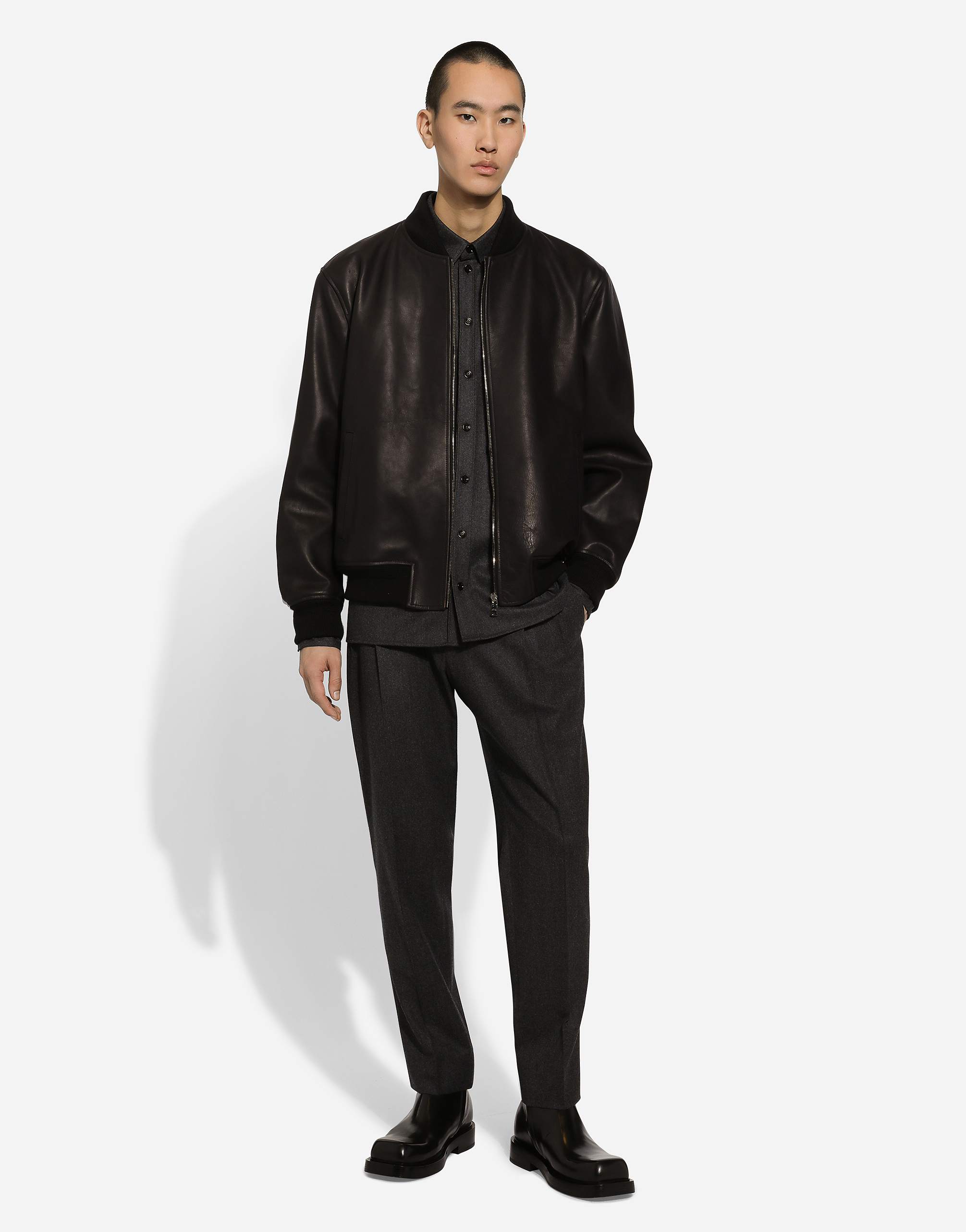 Dolce & Gabbana Straight Leg Trousers Crease Detailing Pockets In Grey