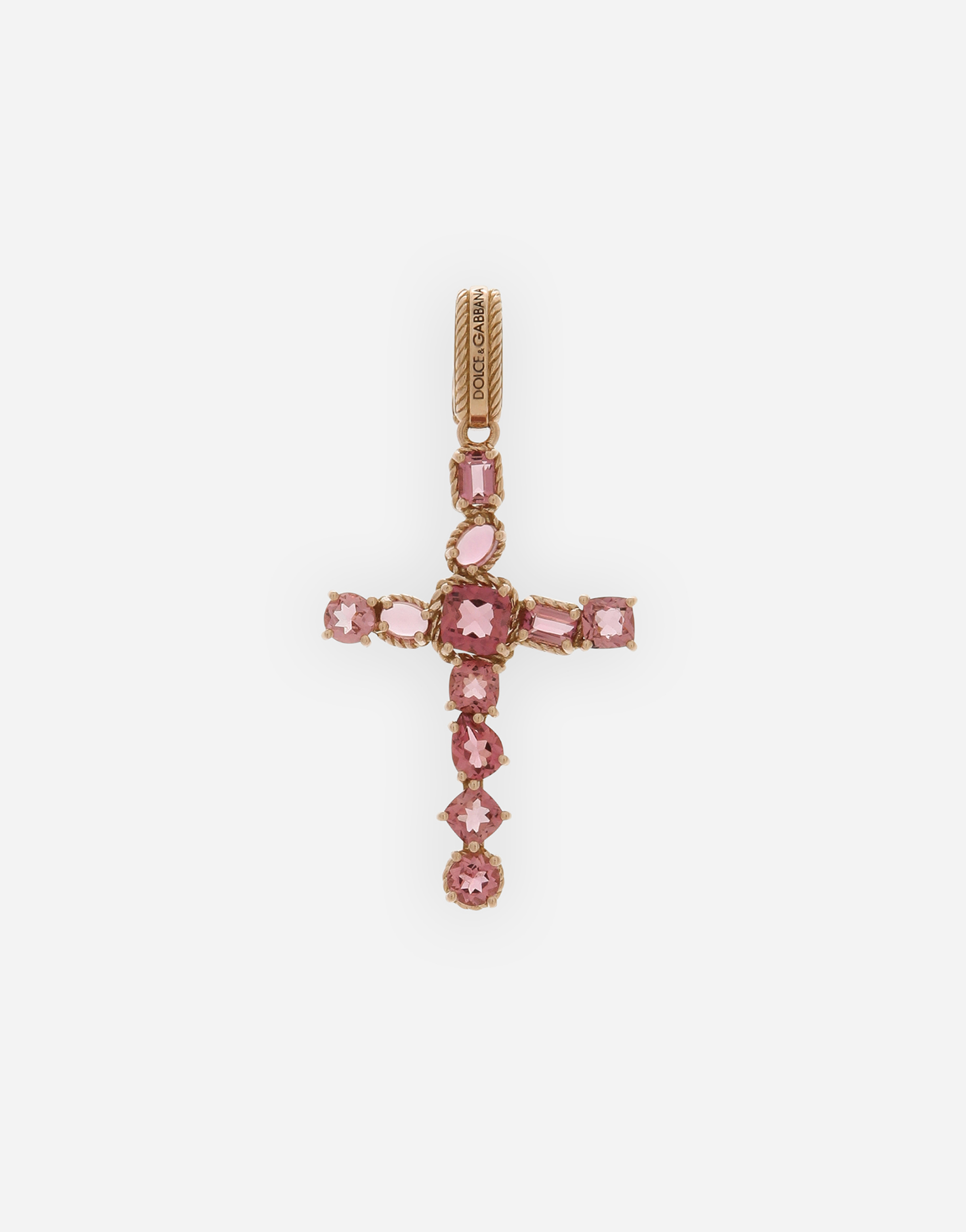 Shop Dolce & Gabbana Anna Charm In Red Gold 18kt With Pink Tourmalines