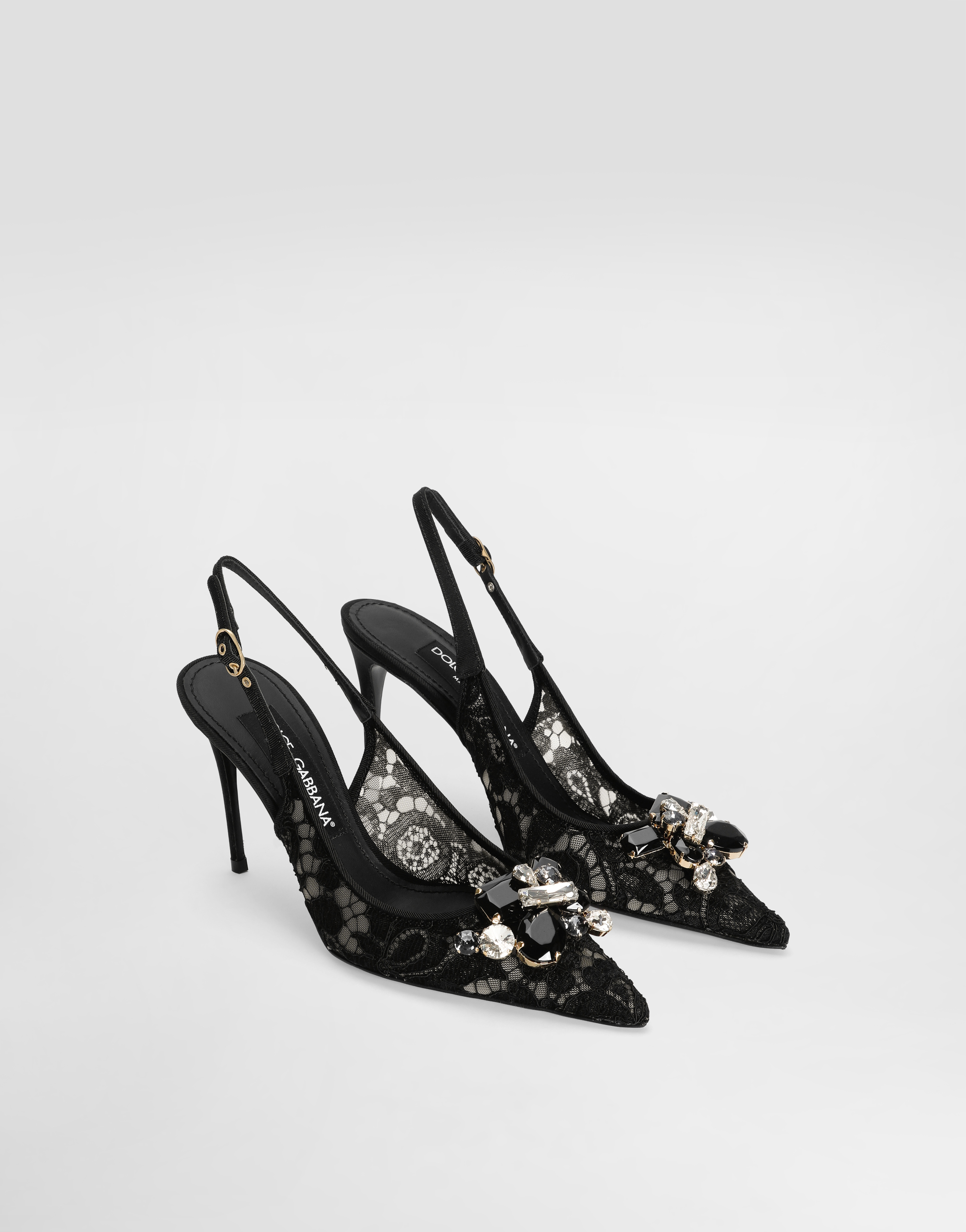  Dolce & Gabbana Slingback Rainbow Lace Aus Lurex-spitze - Frau Pumps Und Slingbacks Schwarz Spitze 41 