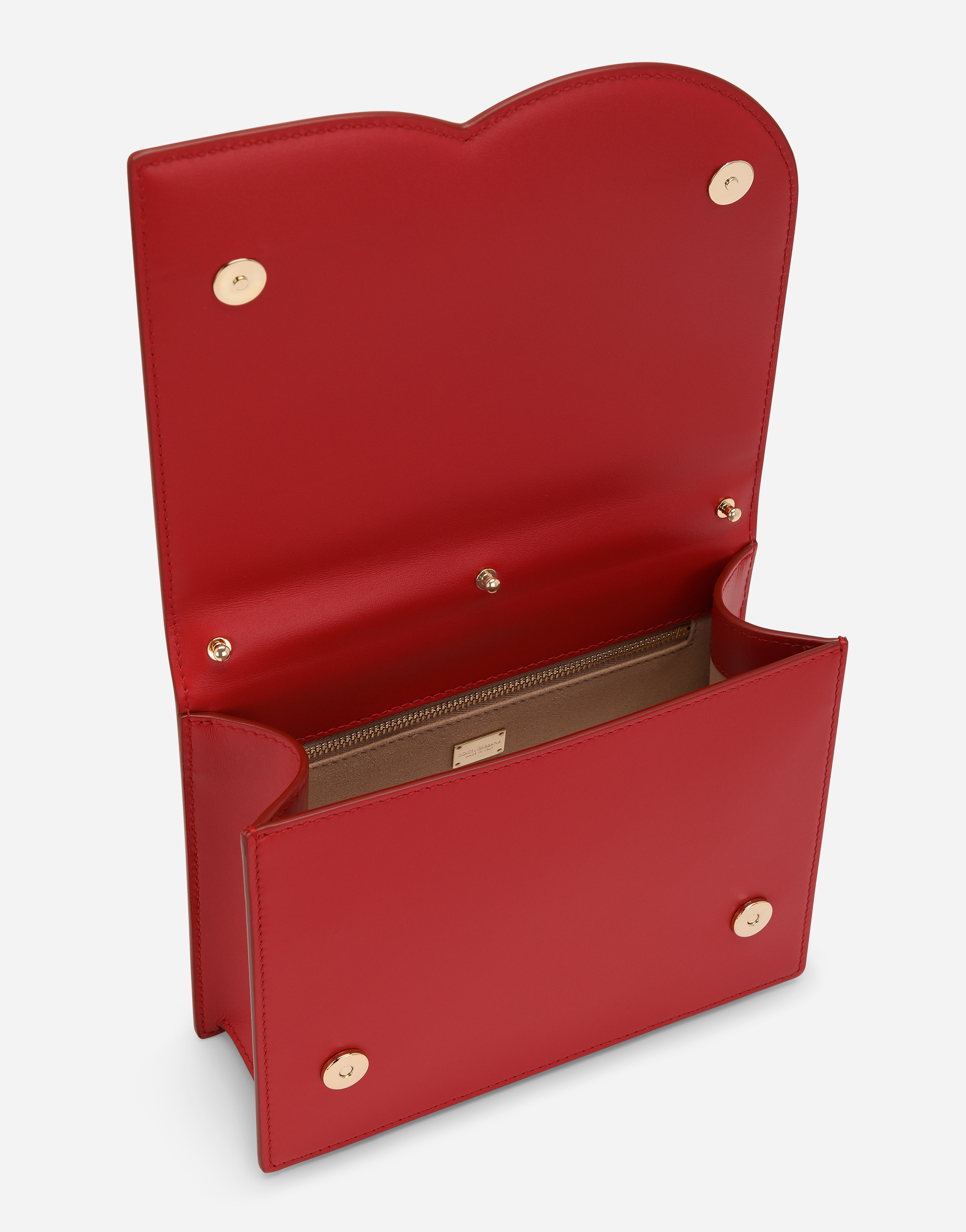 Dolce & Gabbana Calfskin Dg Logo Crossbody Bag In Red