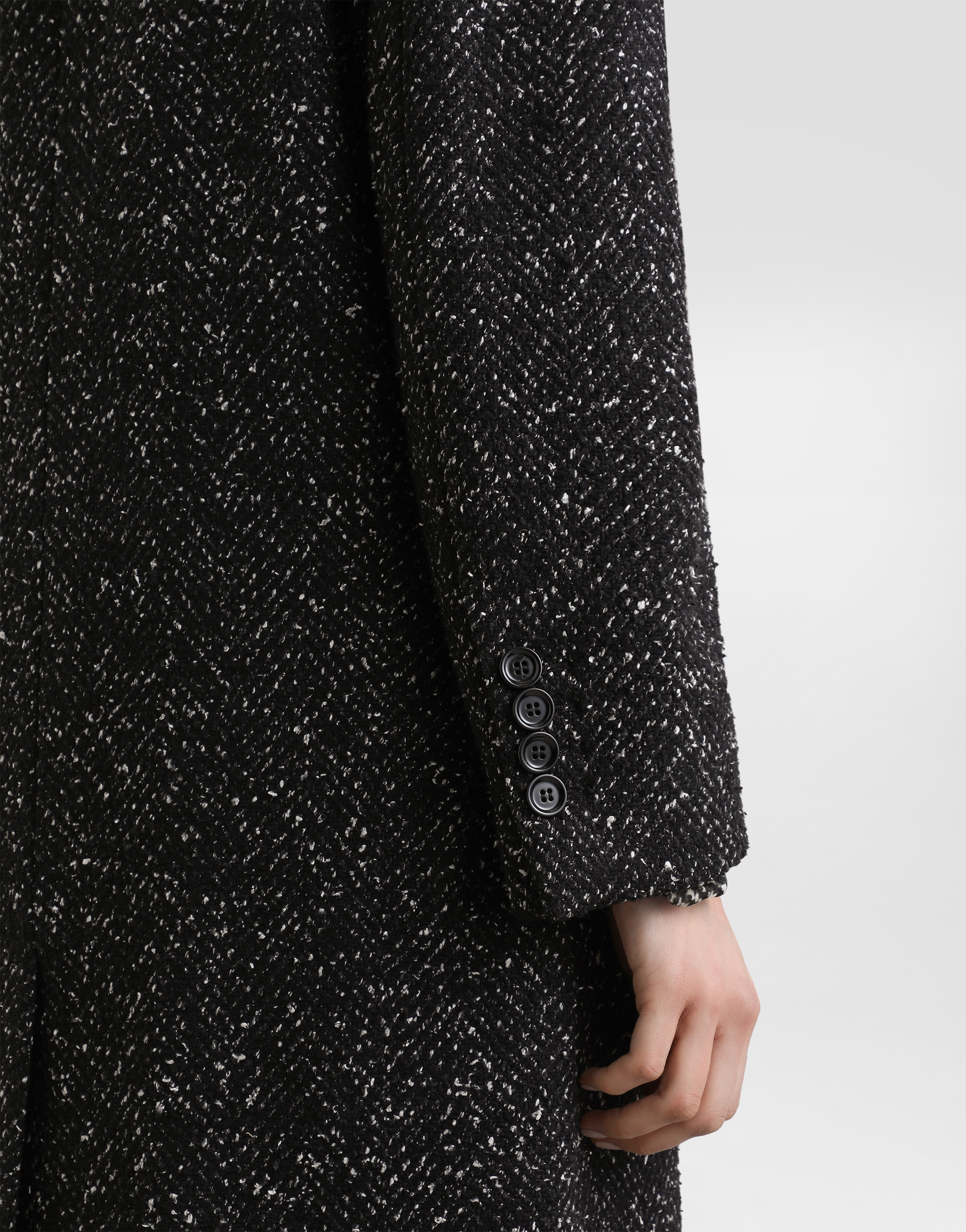 Dolce & Gabbana Oversized Double-breasted Coat In Wool Blend Chevron In Gray