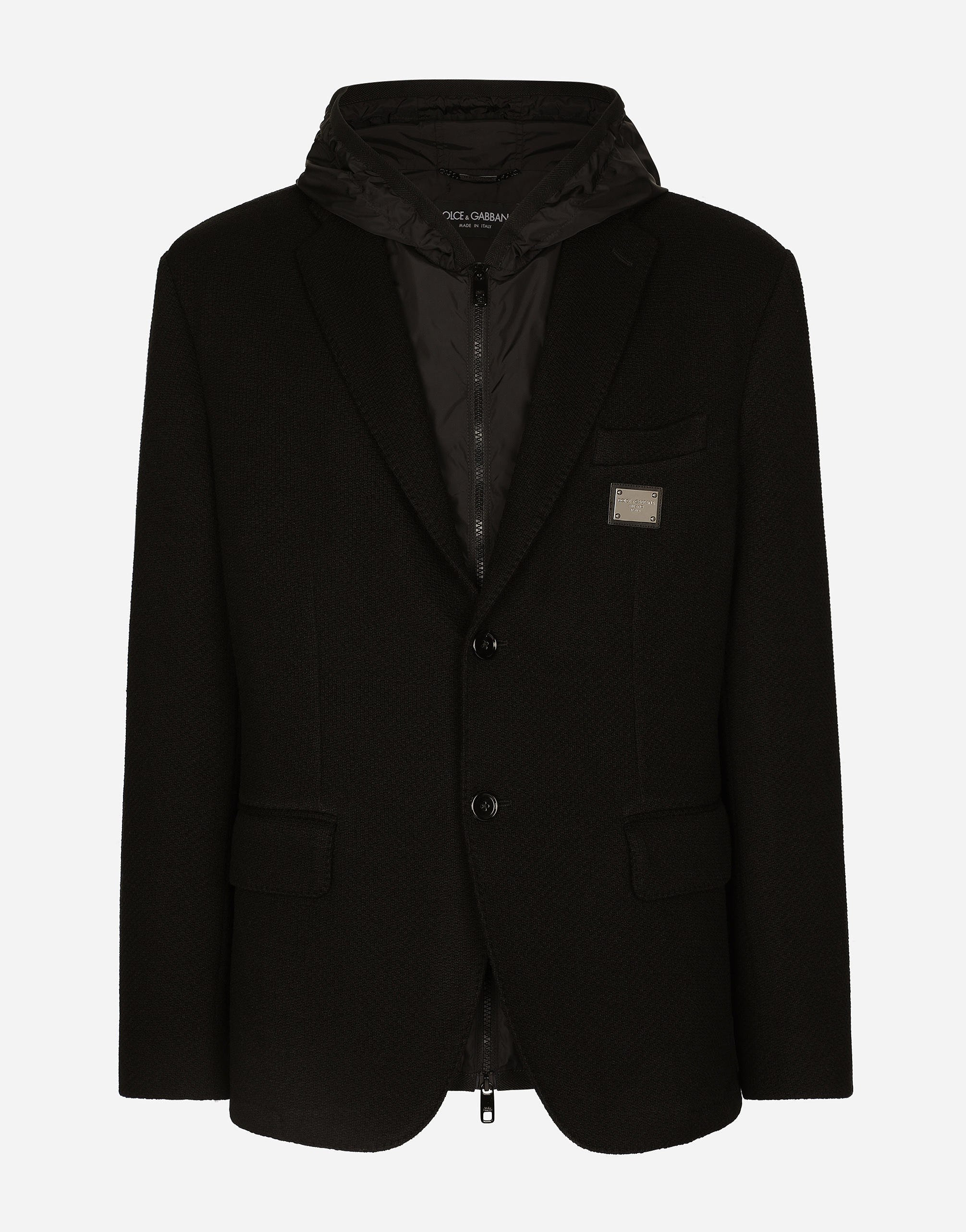 Dolce & Gabbana Hooded Jersey Jacket And Nylon Vest In Black