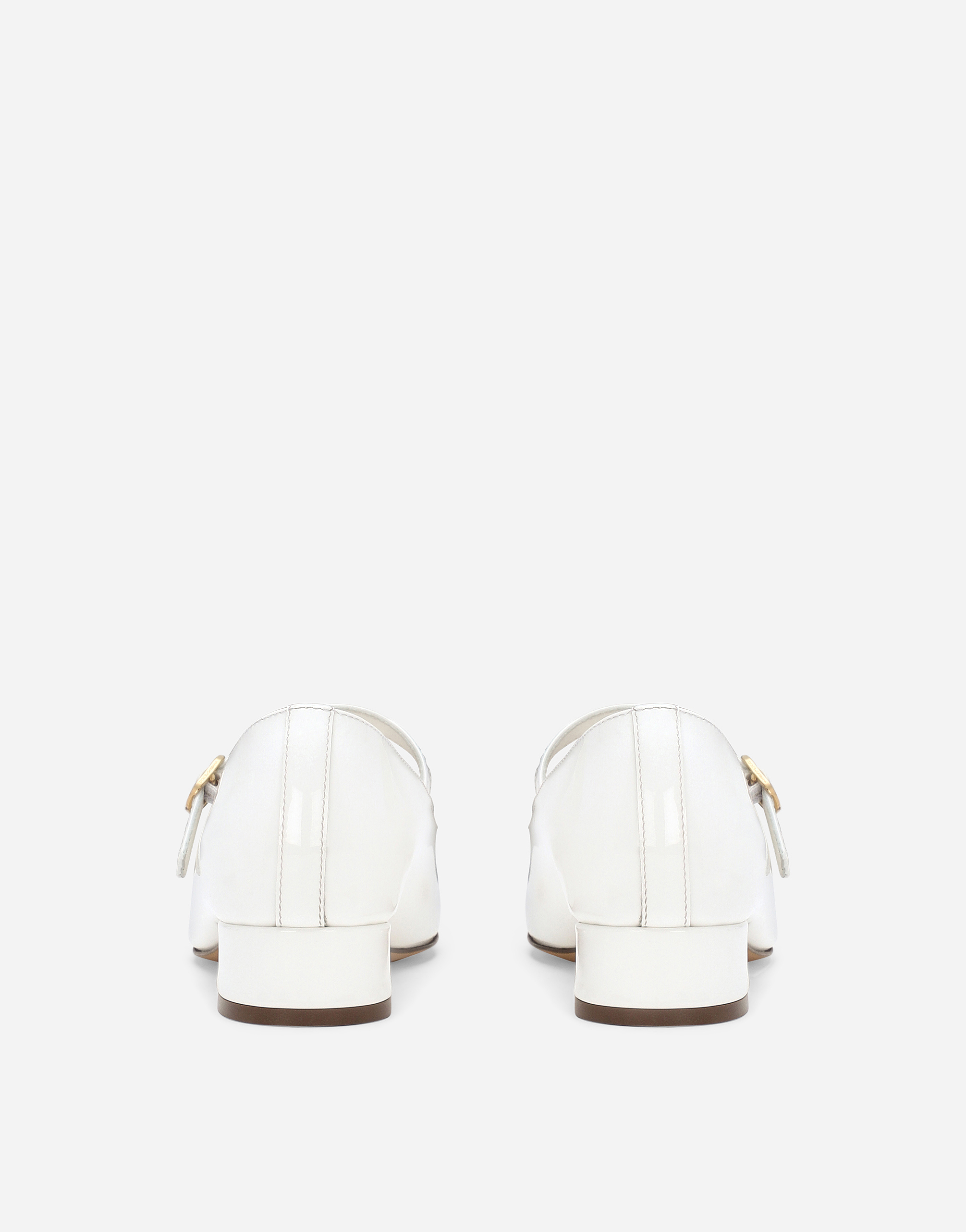 Dolce & Gabbana Patent Leather Ballet Flats With Heel In White