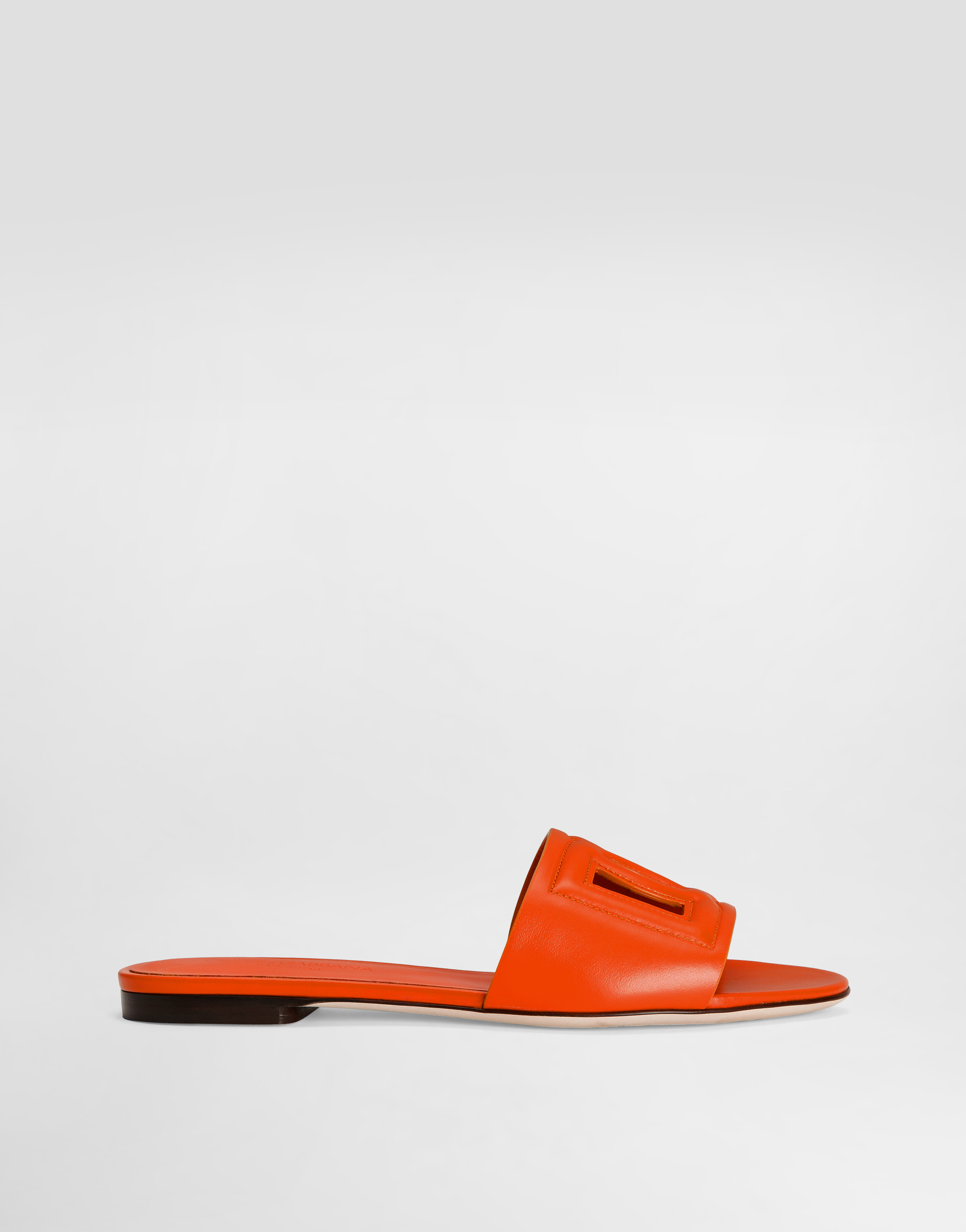 Calfskin sliders with DG logo in Orange for Women | Dolce&Gabbana® US