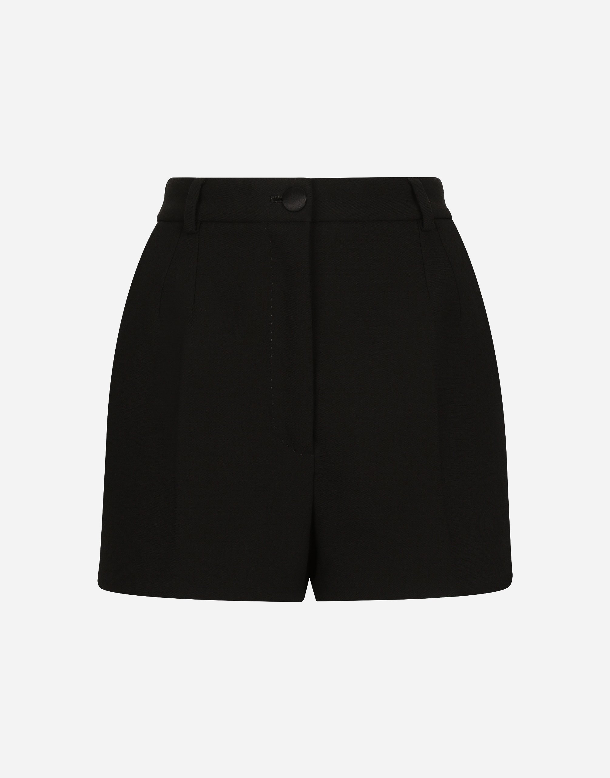 Dolce & Gabbana Double Wool Crepe Shorts In Black