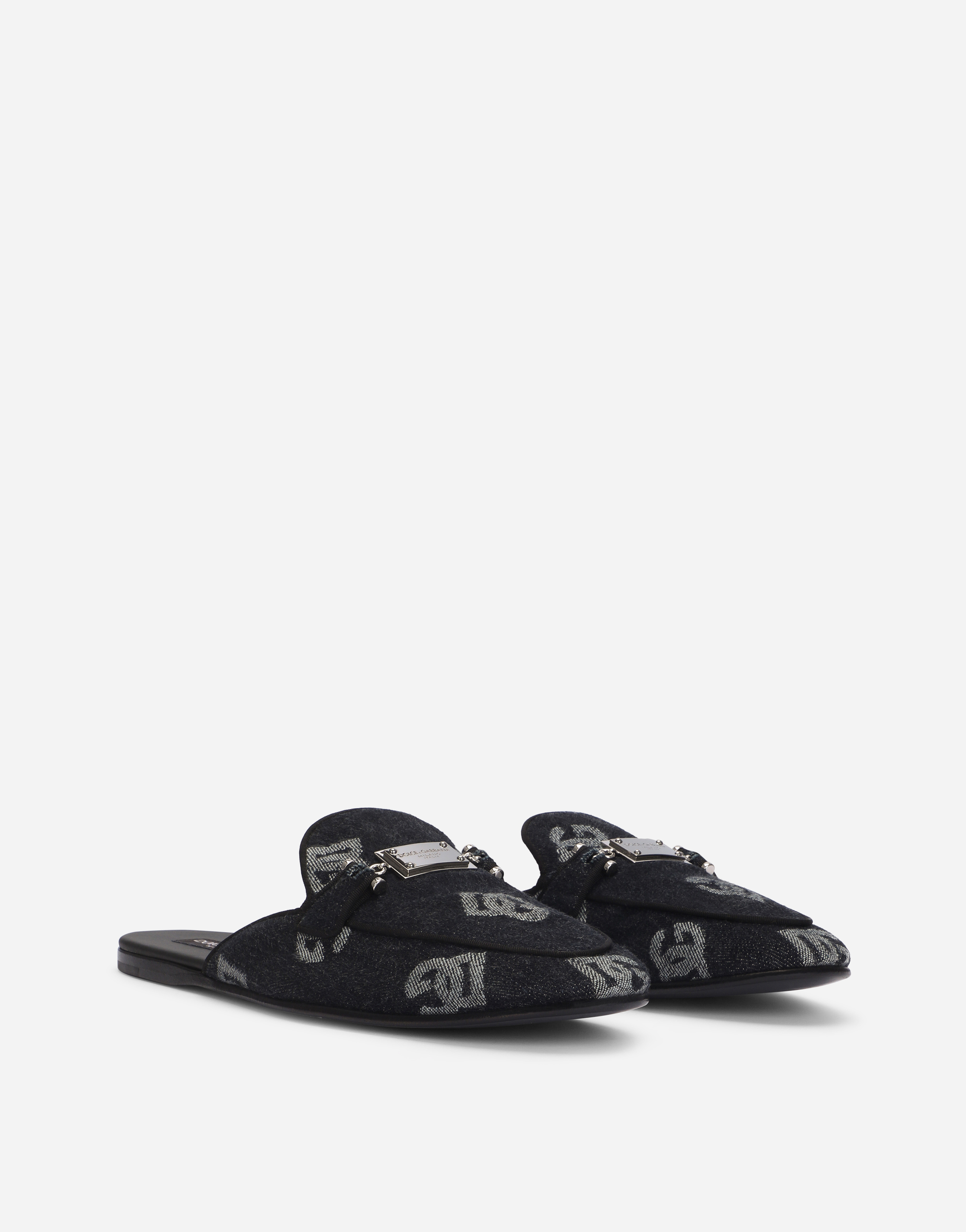 DOLCE & GABBANA DENIM SLIPPERS WITH LOGO