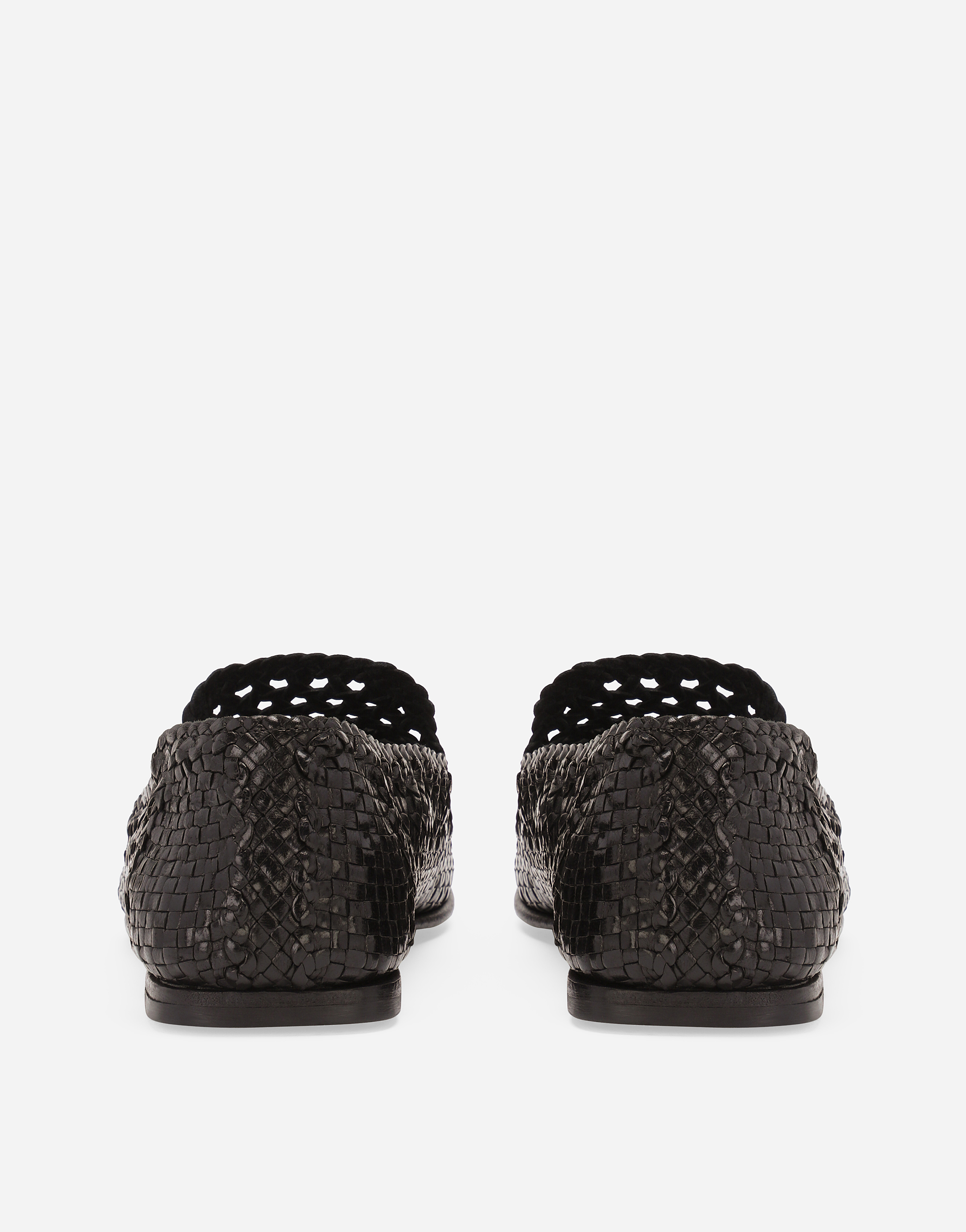 Dolce & Gabbana Intrecciato Moccasins In Nero