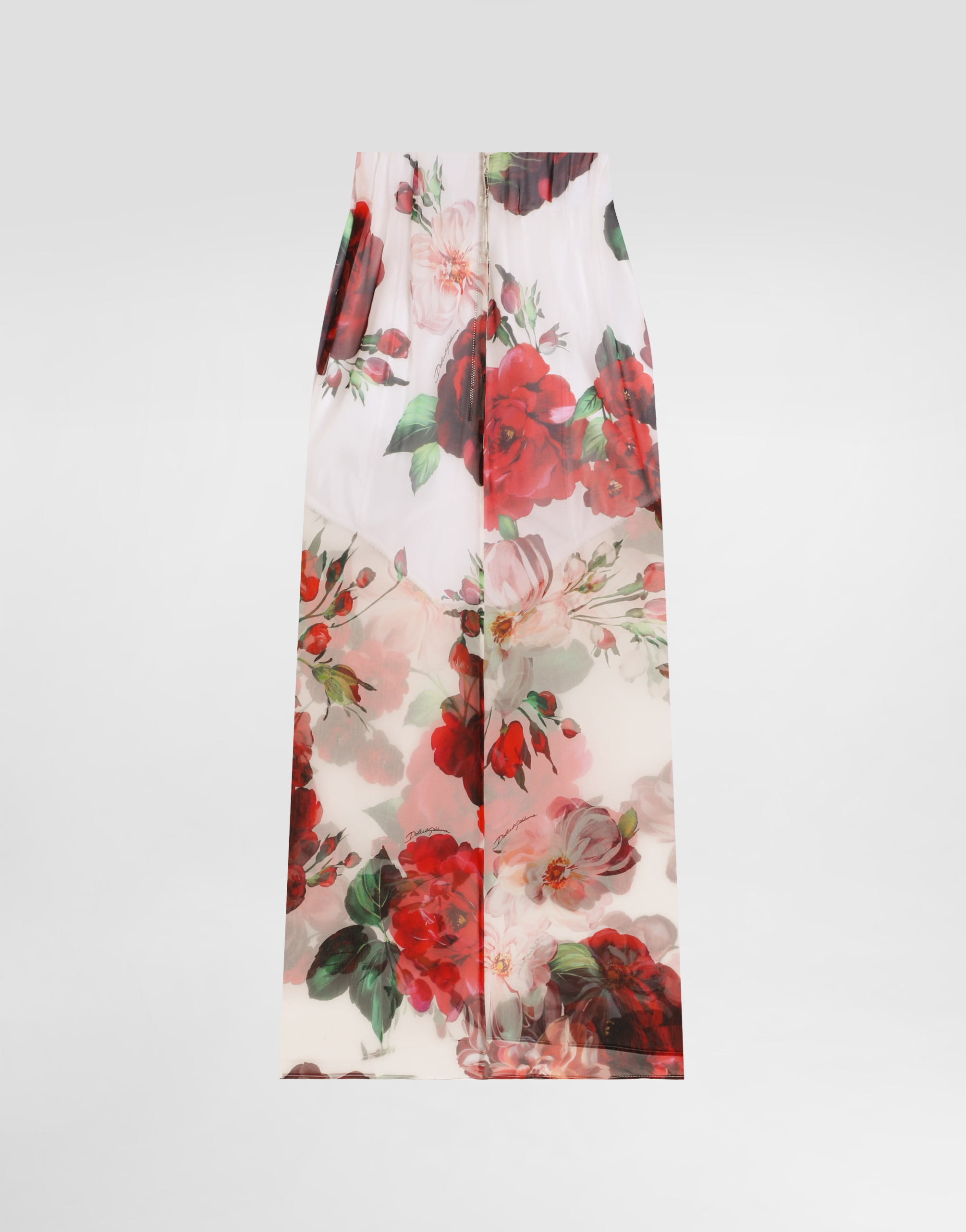 Dolce & Gabbana Rose-print Chiffon Calf-length Skirt In Print