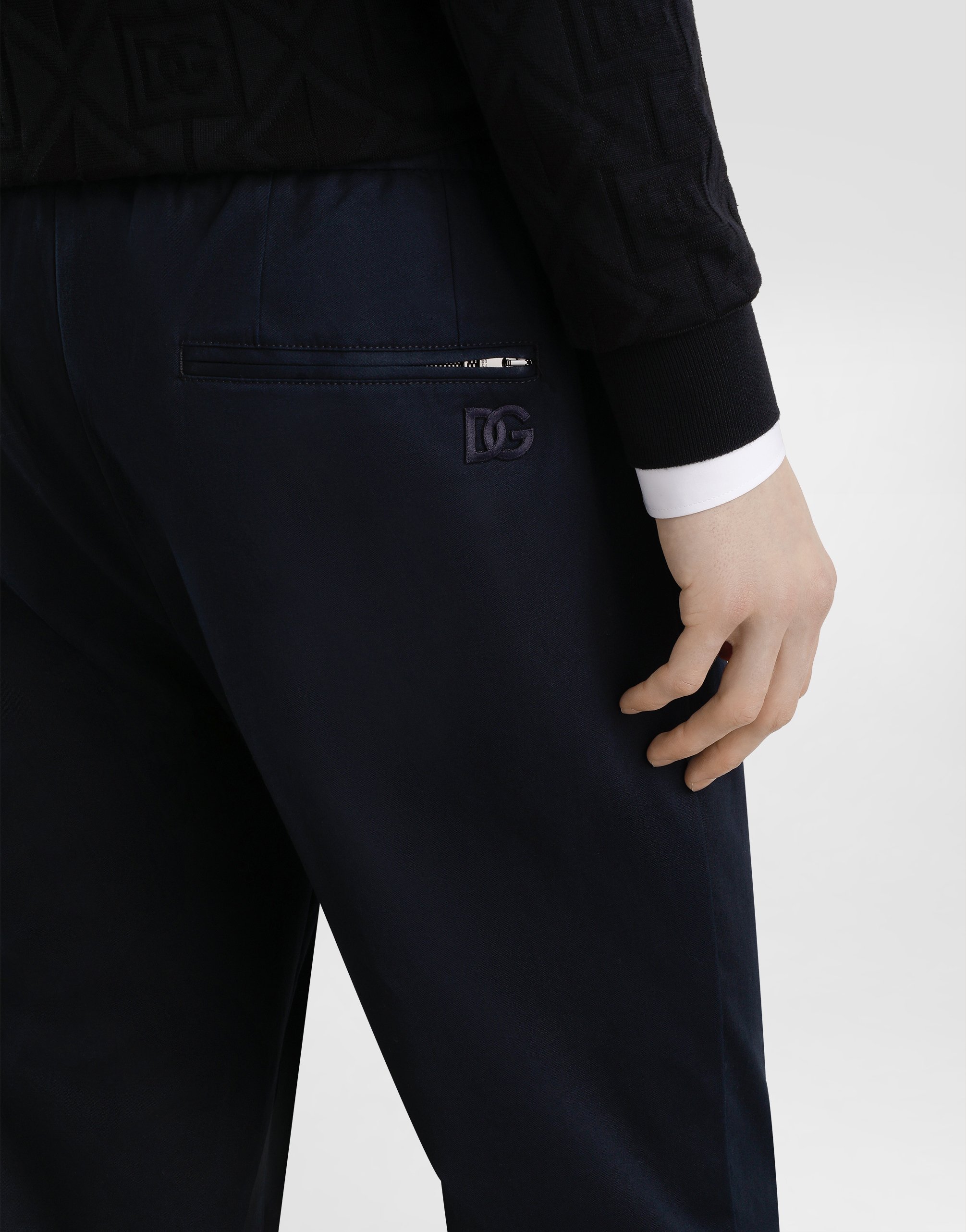 Stretch cotton gabardine jogging trousers