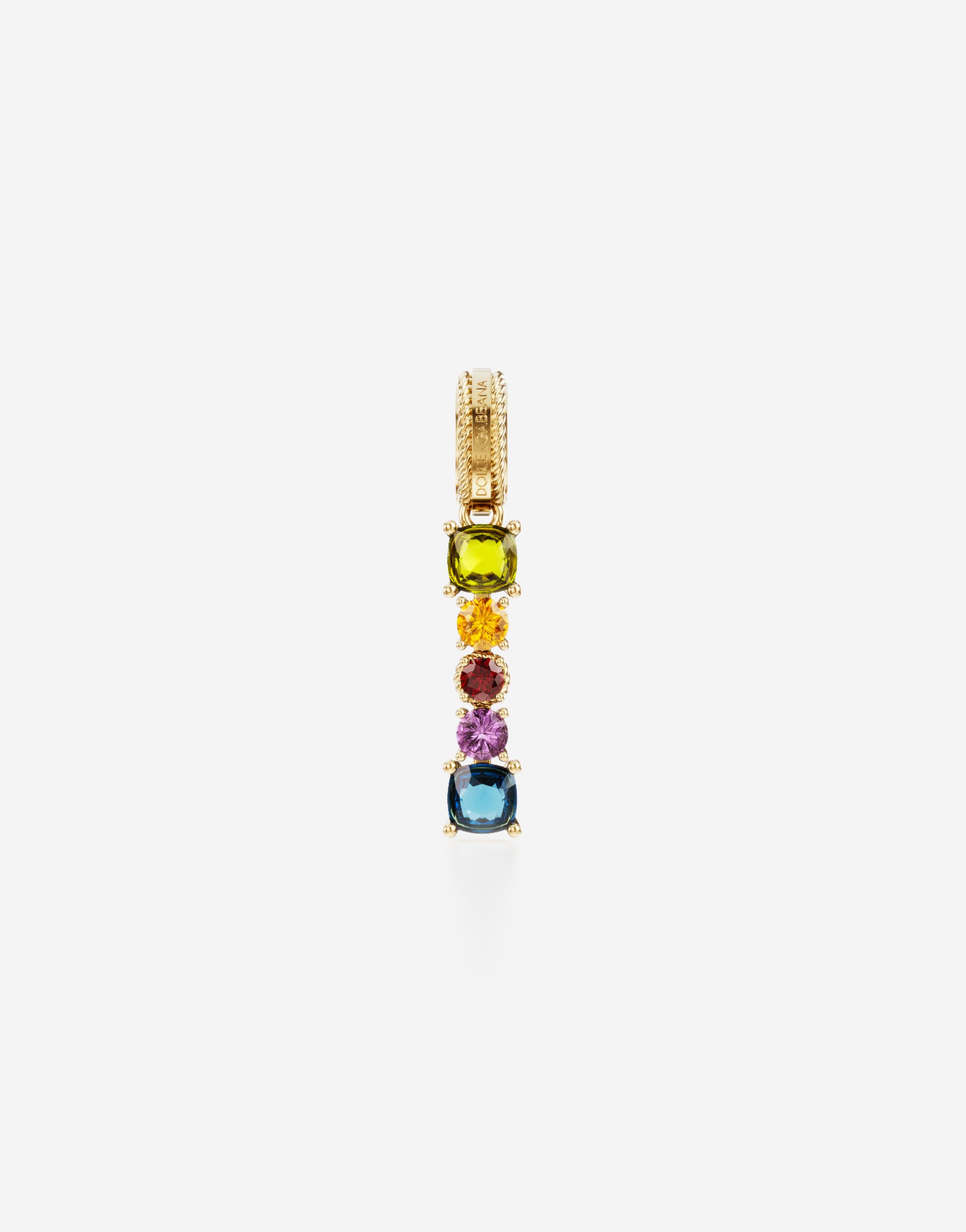Dolce & Gabbana Rainbow Alphabet I 18 Kt Yellow Gold Charm With Multicolor Fine Gems Gold Female Onesize In Gold