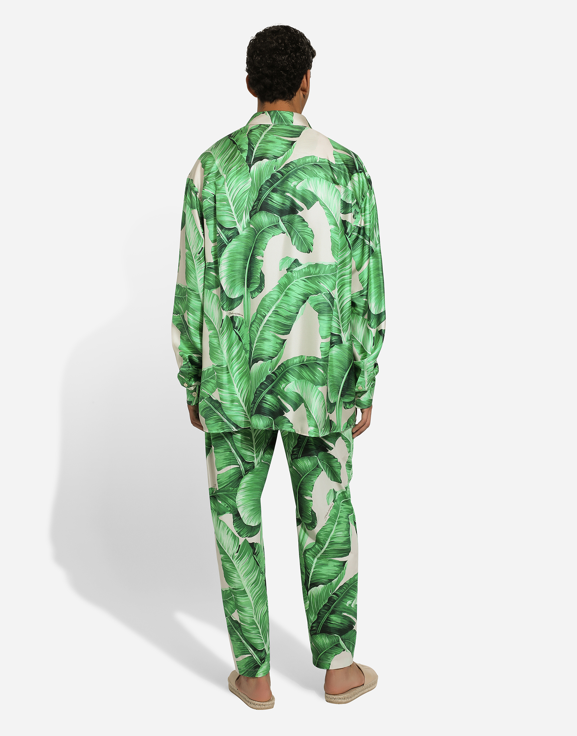 Shop Dolce & Gabbana Oversize Silk Shirt With Banana-tree Print