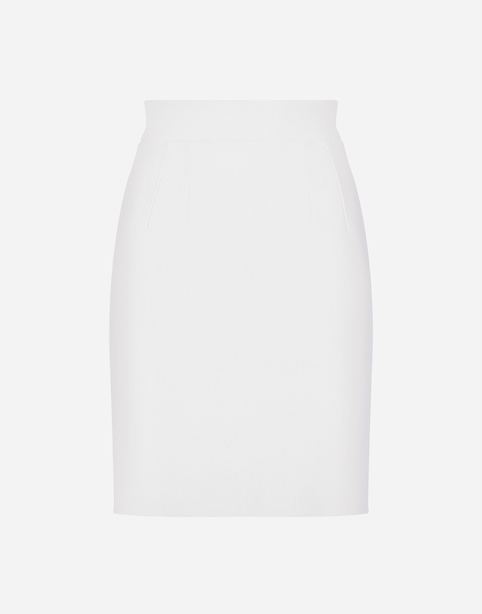 Dolce & Gabbana Straight-cut Wool Midi Skirt In Natural_white