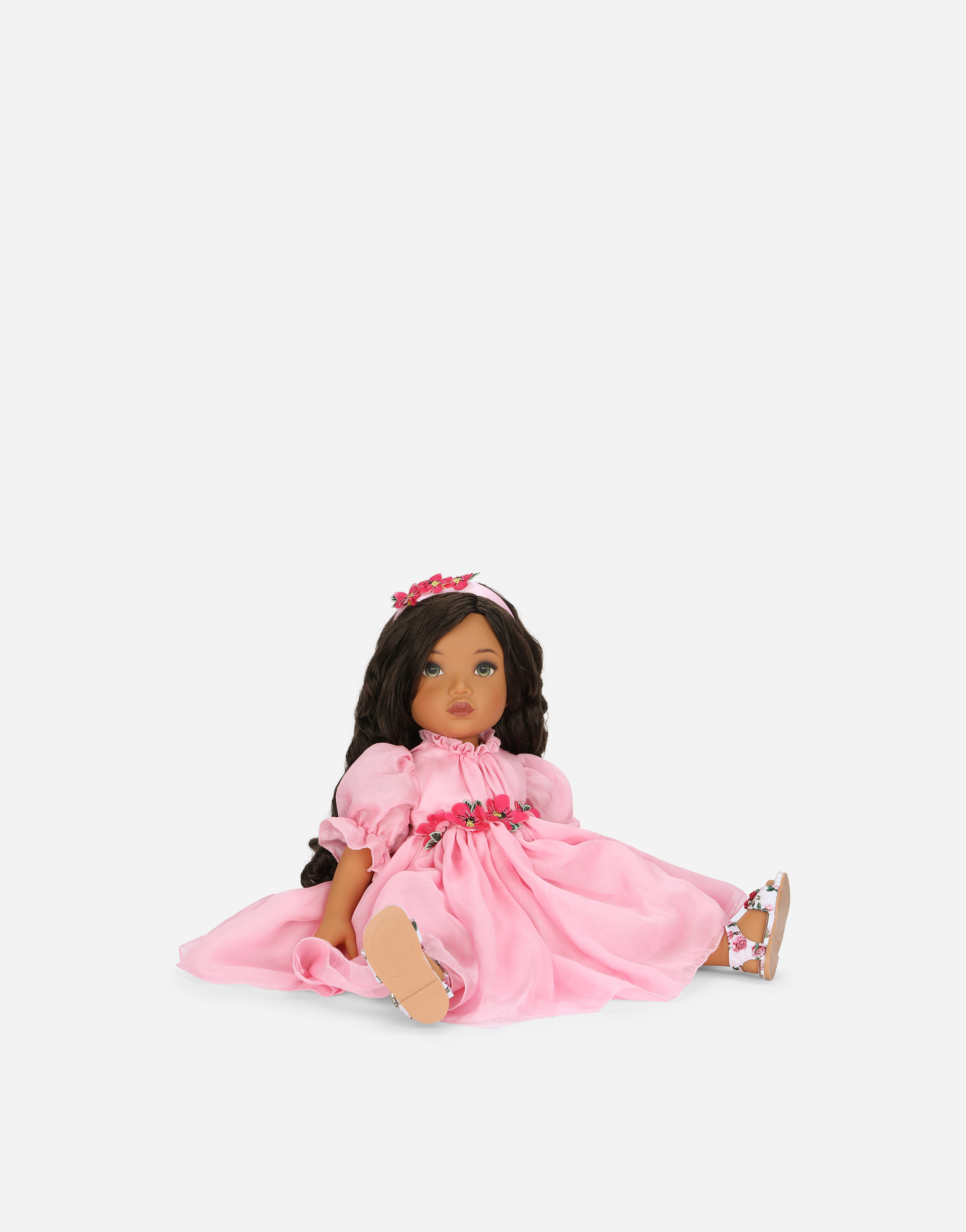 Shop Dolce & Gabbana Doll With Chiffon Dress In Multi-colored