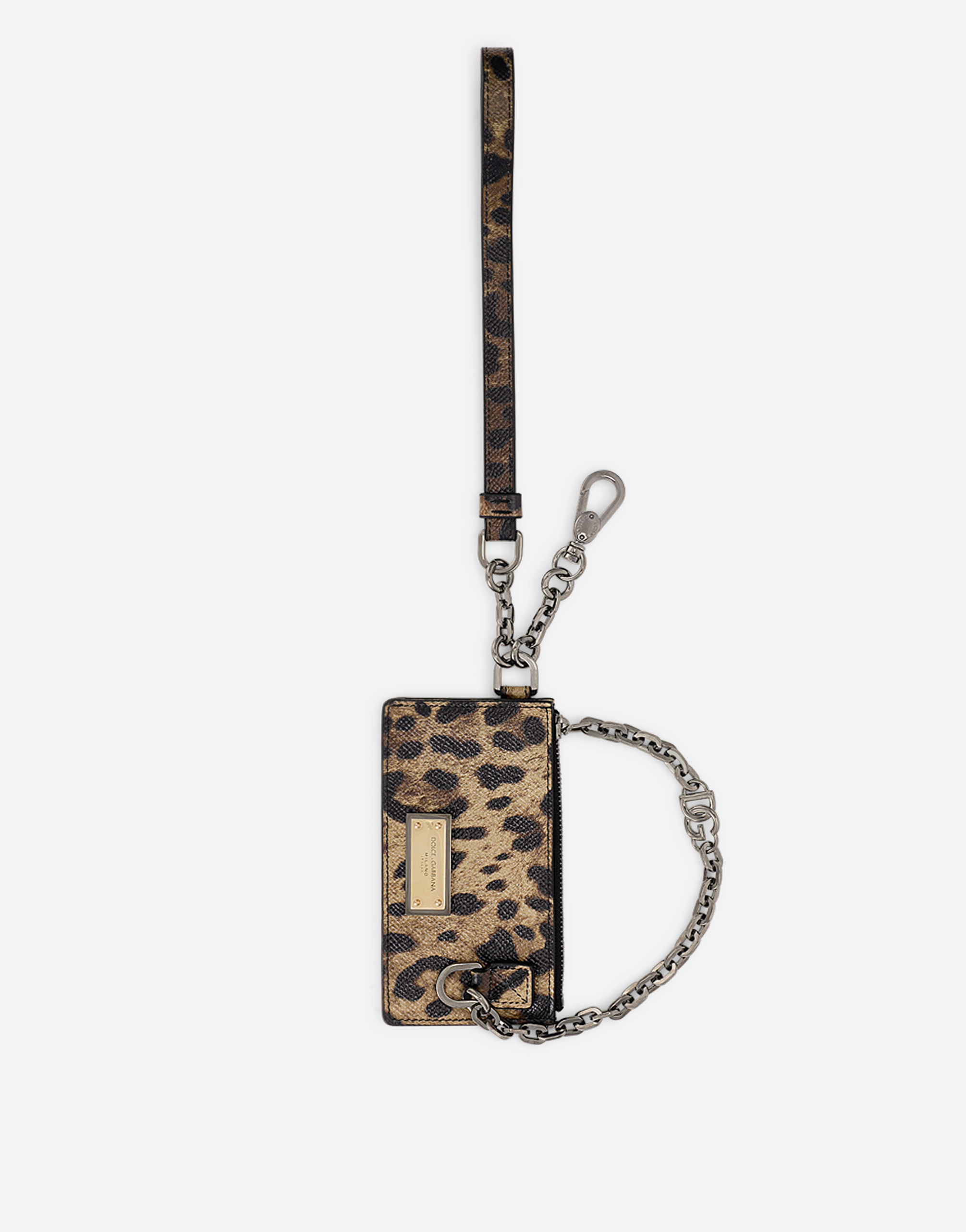 Dolce & Gabbana Dauphine Calfskin Card Holder With Leopard Print In Animal Print