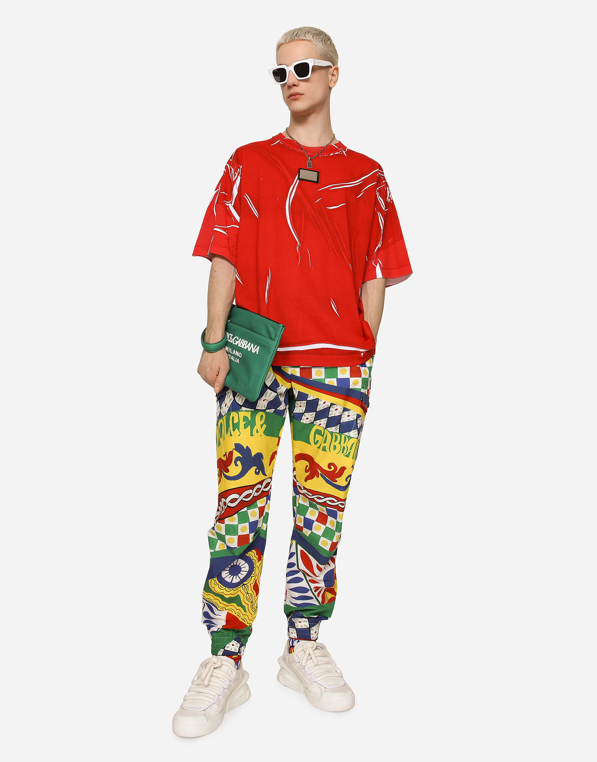 DOLCE & GABBANA NYLON POUCH WITH RUBBERIZED LOGO