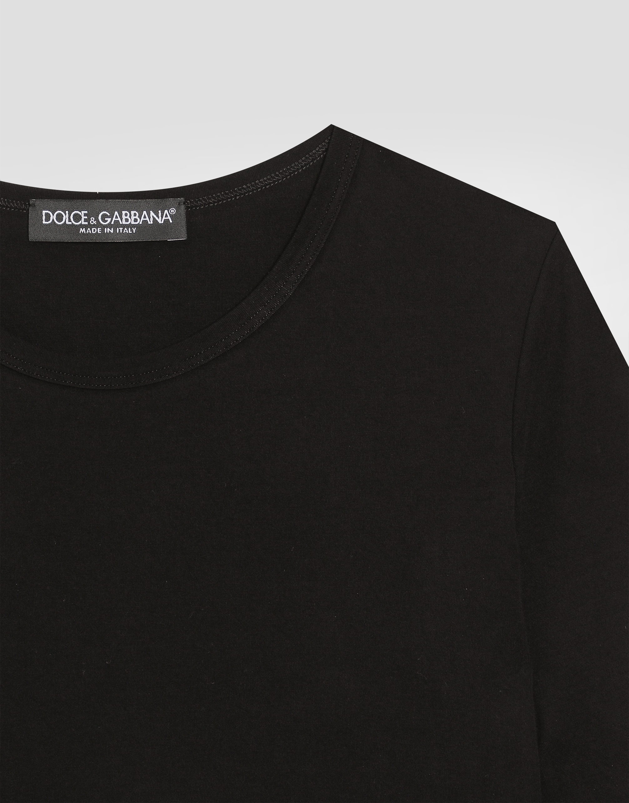 Dolce & Gabbana Long-sleeved Jersey Top With Branded Elastic In Multi