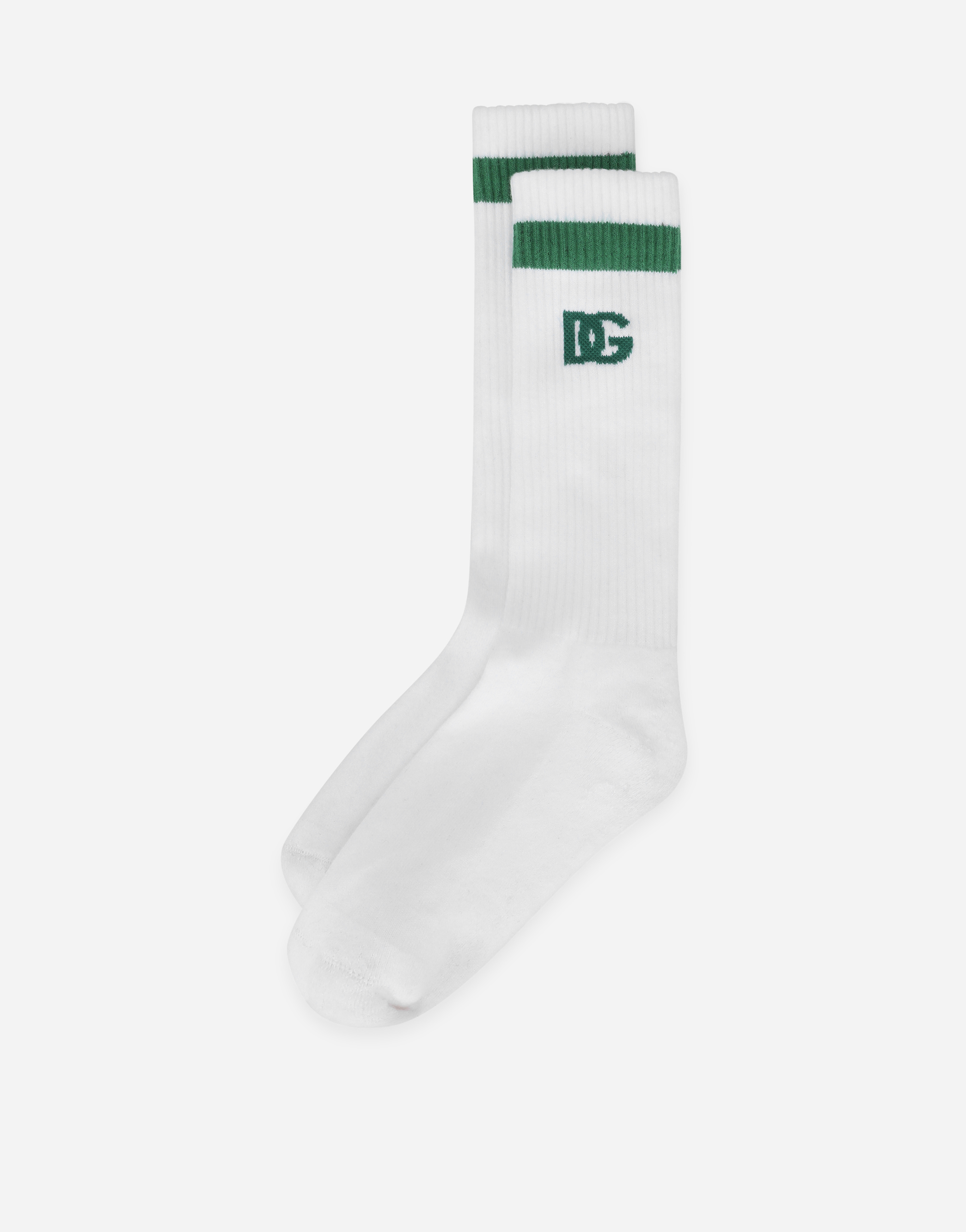 Dolce & Gabbana Logo-intarsia Ribbed-knit Socks In マルチカラー