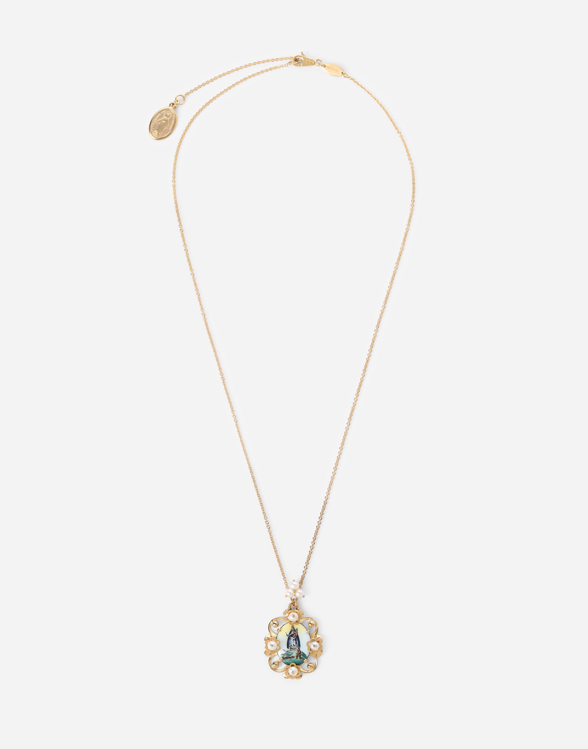 Dolce & Gabbana D.d. Pendant In Yellow 18kt Gold And Antique Cheramic Miniature Gold Female Onesize