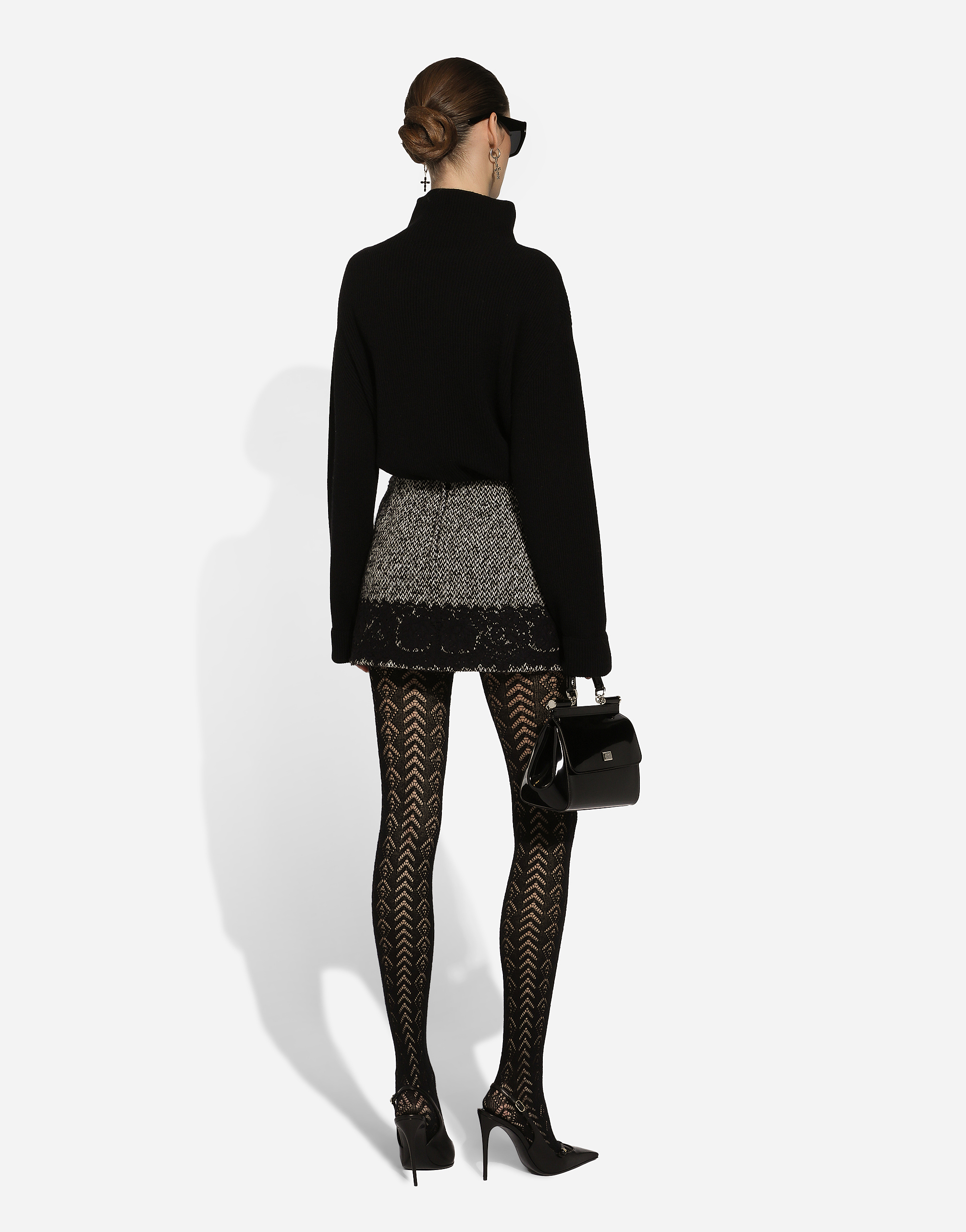Dolce & Gabbana Short Skirt With Lace Insert In マルチカラー