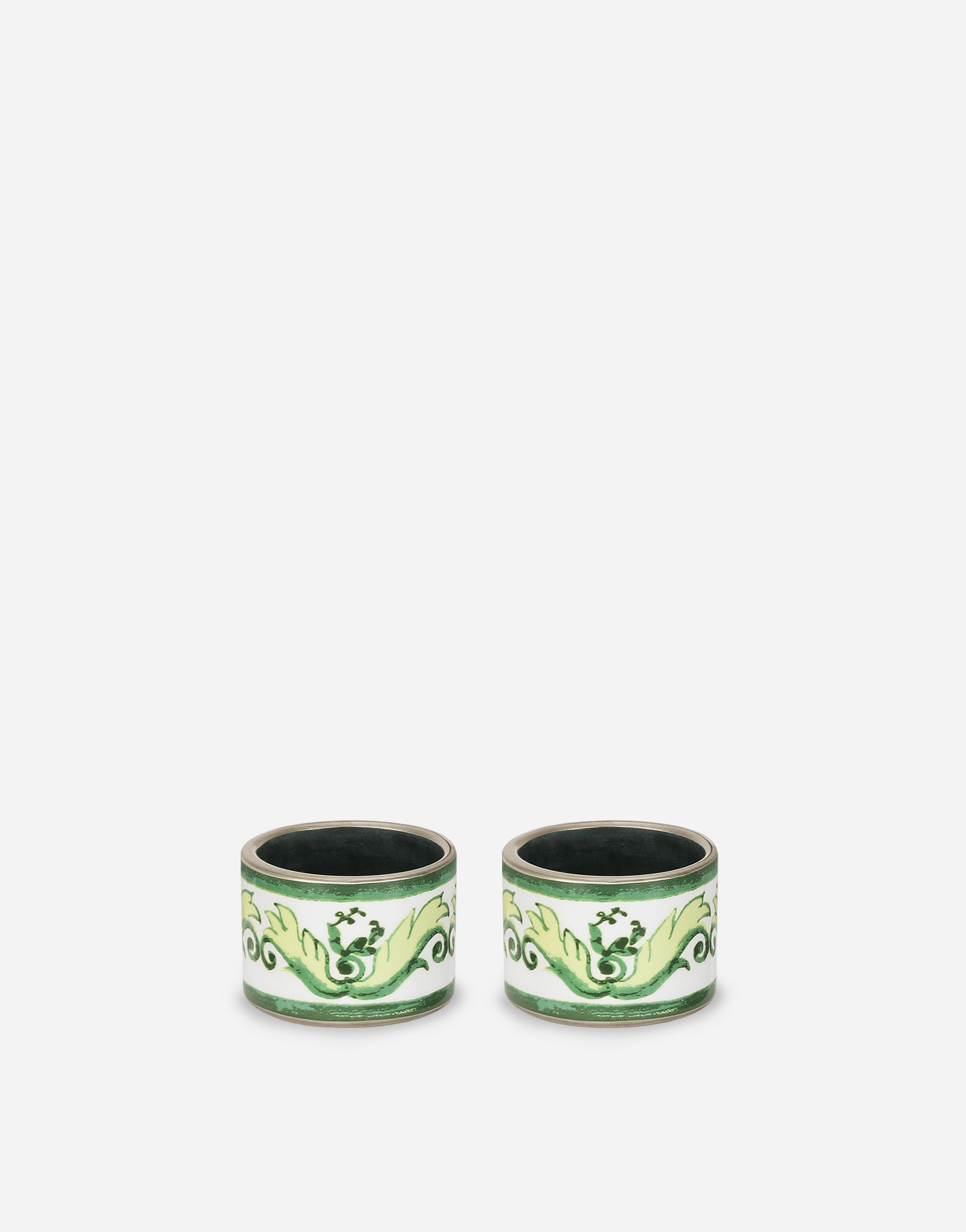 Dolce & Gabbana Set 2 Medium Porcelain Napkin Rings In Green