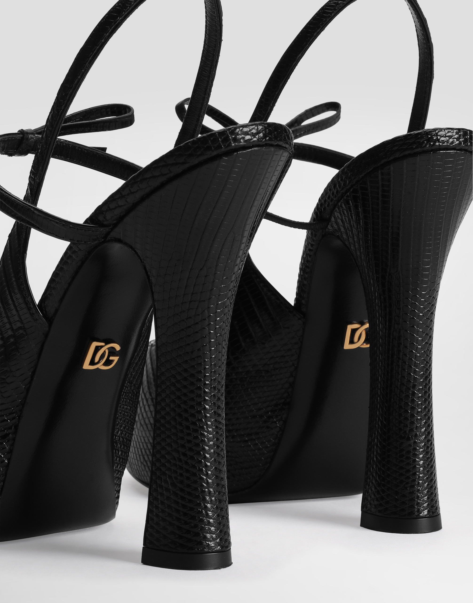 Dolce & Gabbana Lizard Skin Slingbacks In Black
