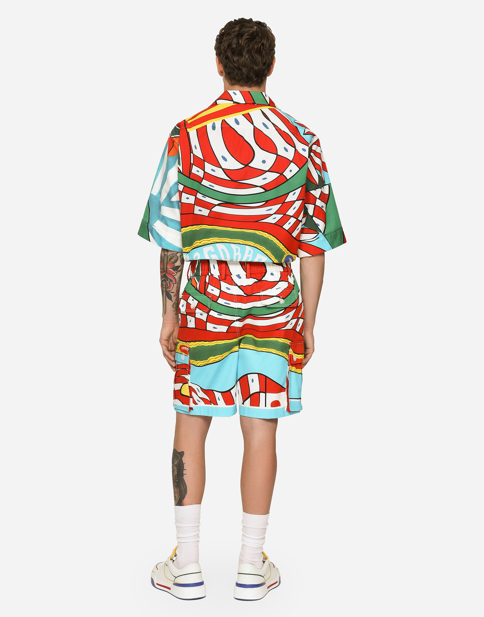 DOLCE & GABBANA CARRETTO-PRINT STRETCH DRILL CARGO SHORTS