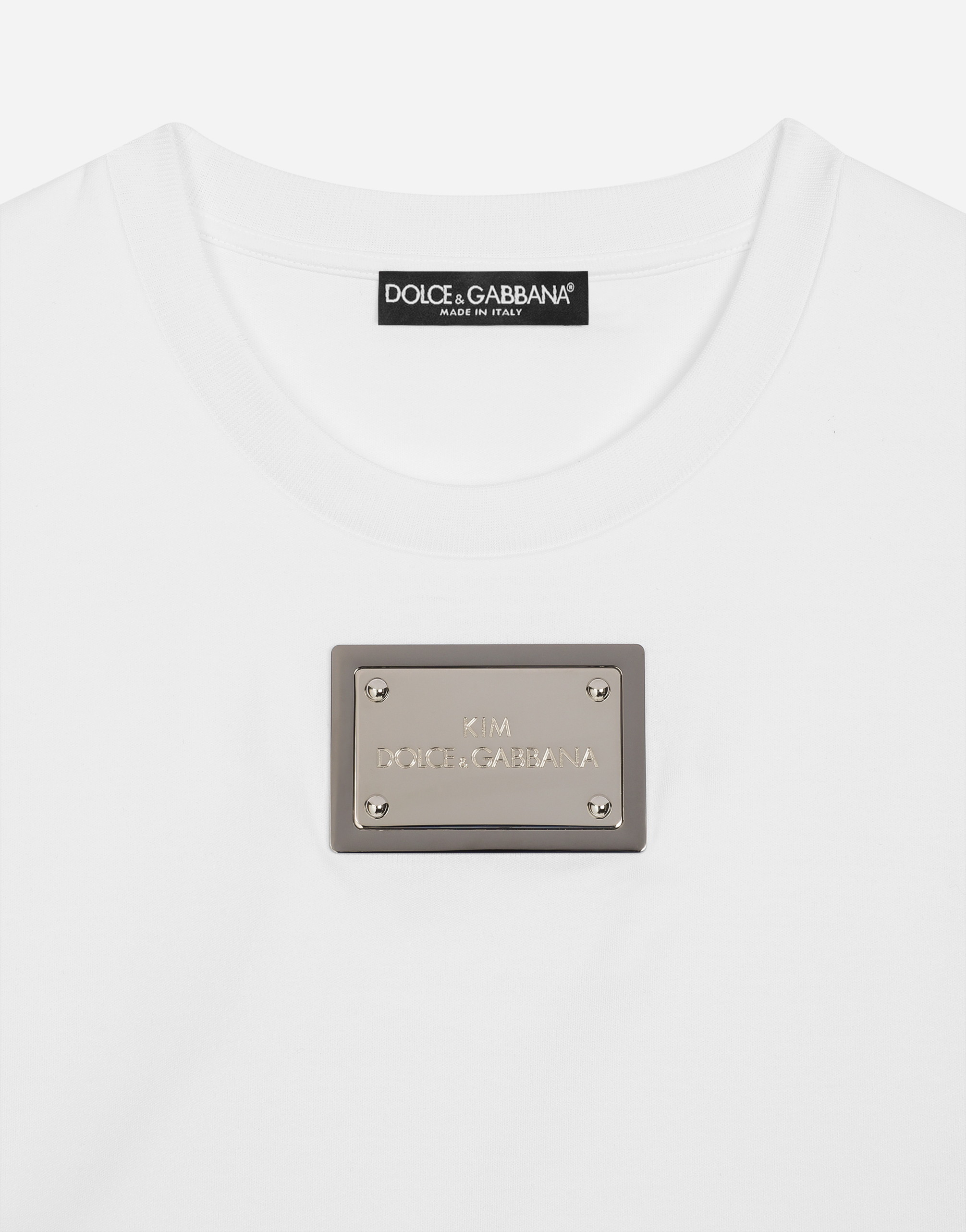 DOLCE & GABBANA KIM DOLCE&GABBANA CROPPED T-SHIRT WITH “KIM DOLCE&GABBANA” TAG