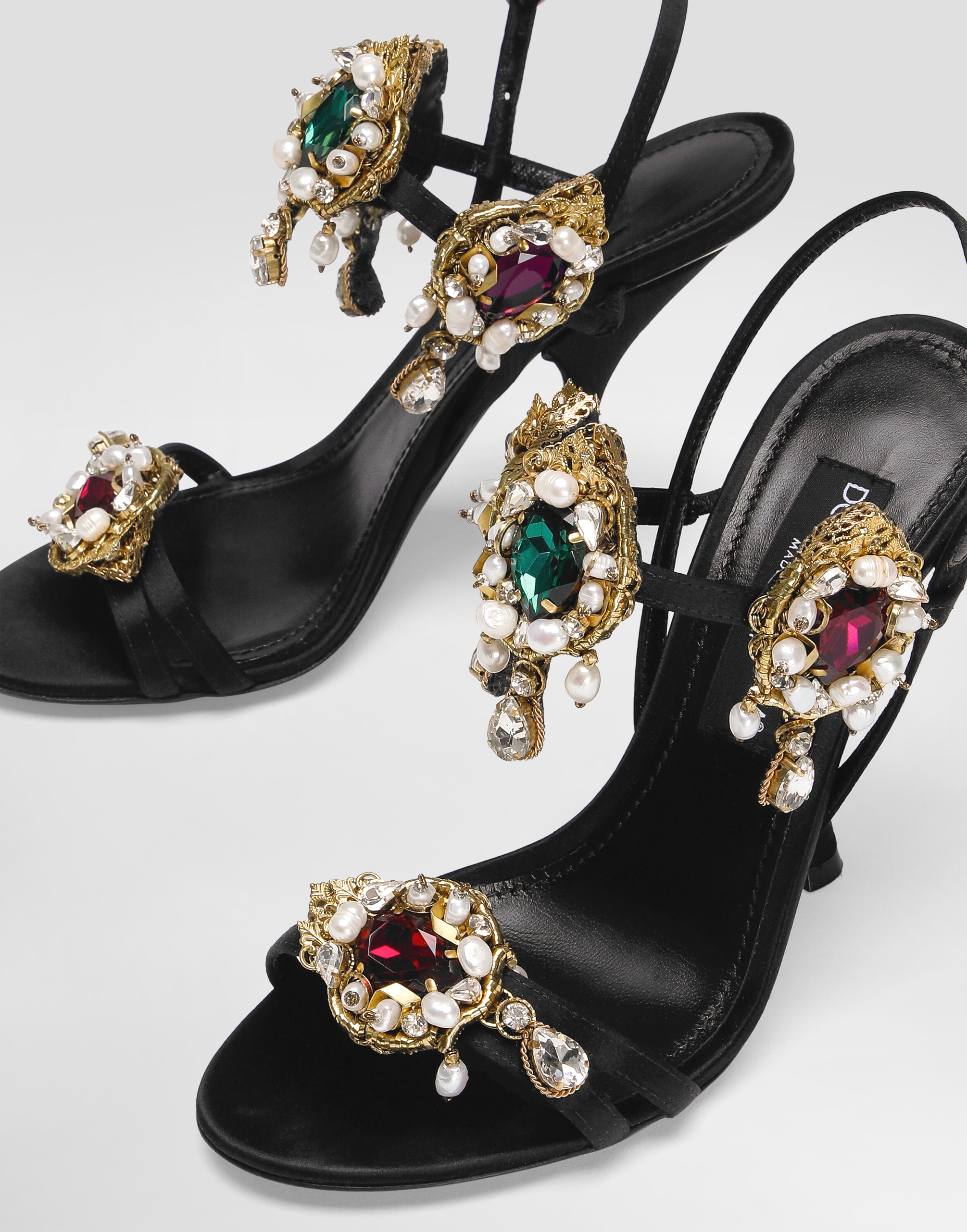 Dolce & Gabbana 105mm Embellished Stiletto Sandals In Animal Print