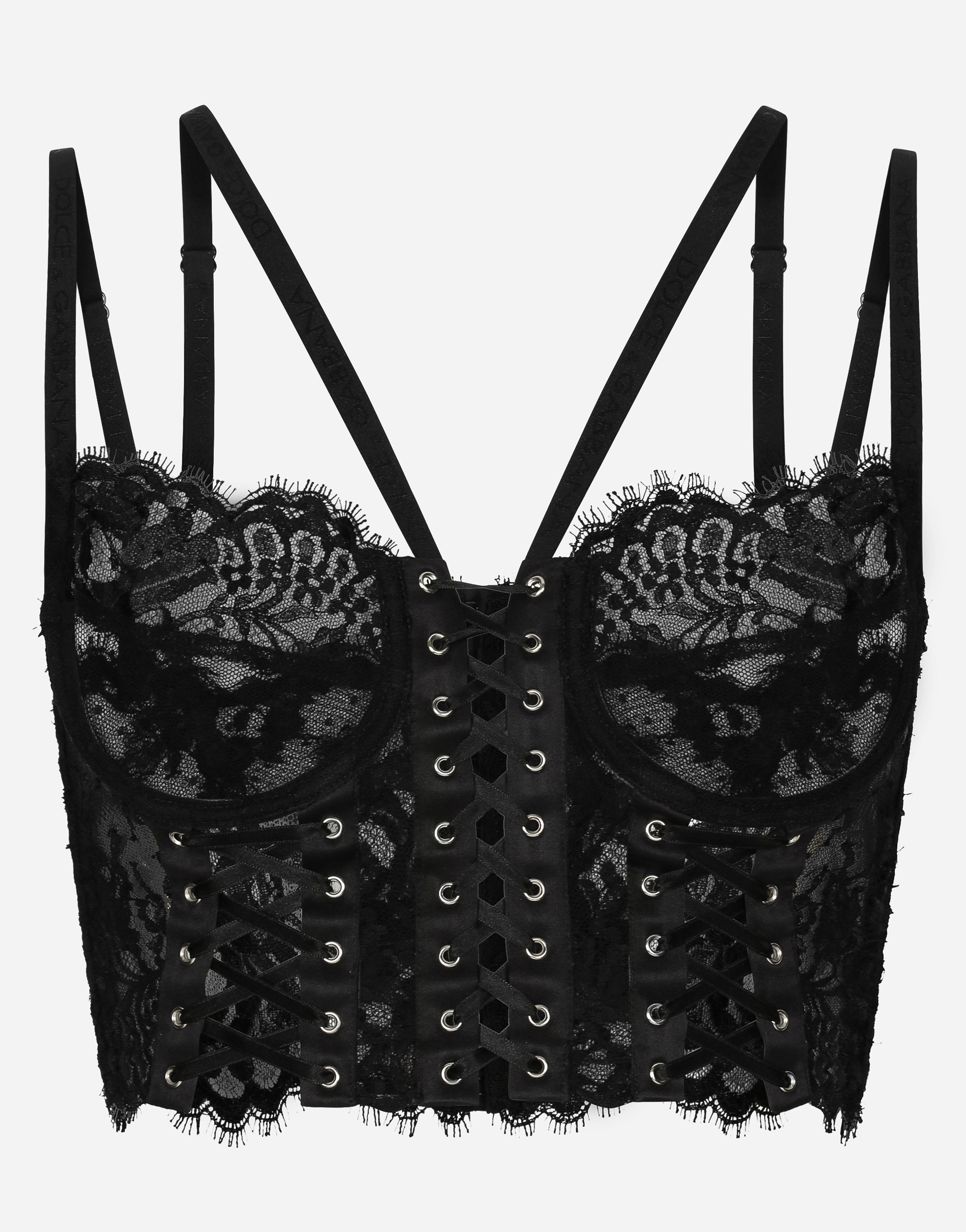 Dolce & Gabbana Lace Lingerie Corset With Straps And Eyelets In Black