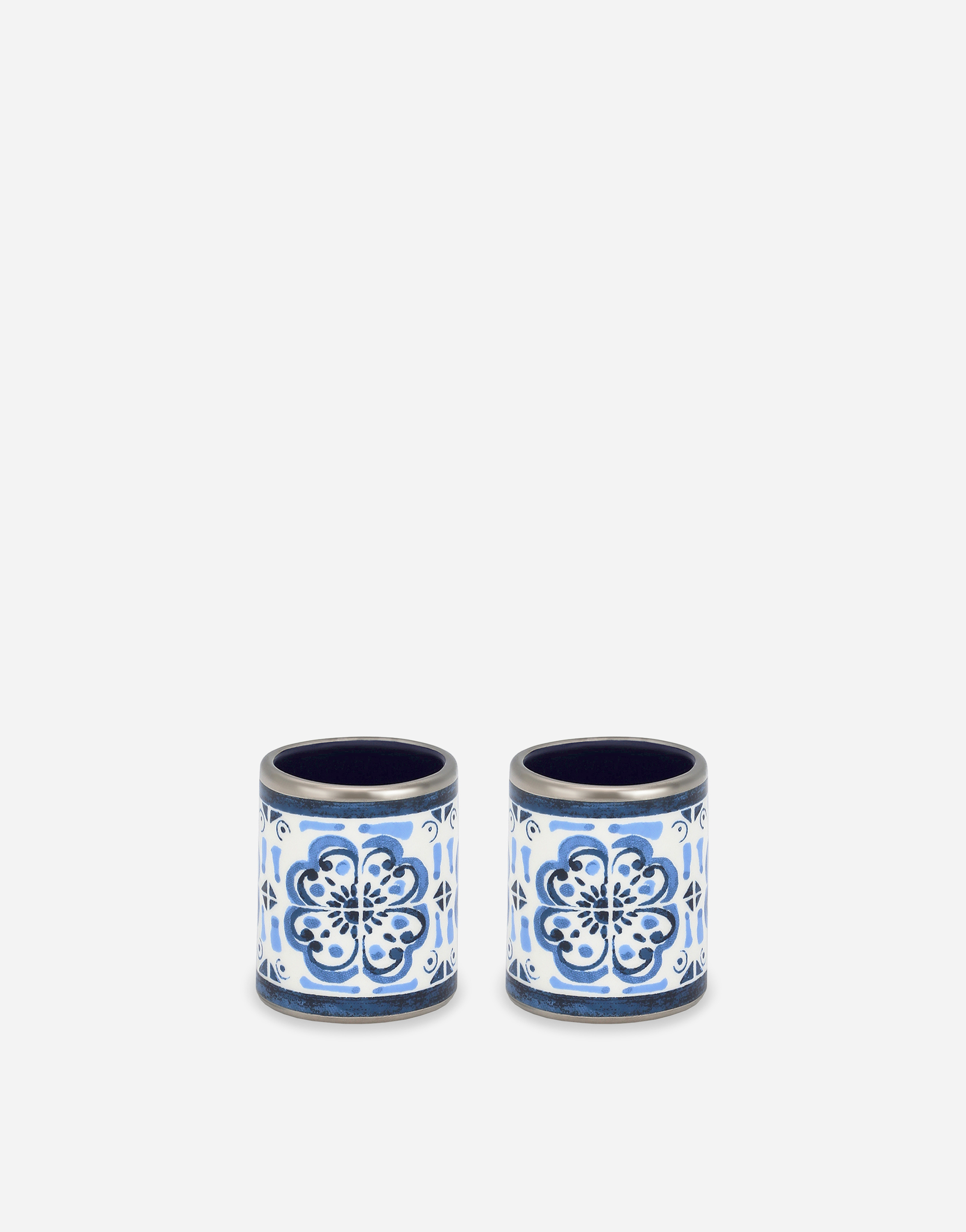 Dolce & Gabbana Set 2 Large Porcelain Napkin Rings In Multicolor
