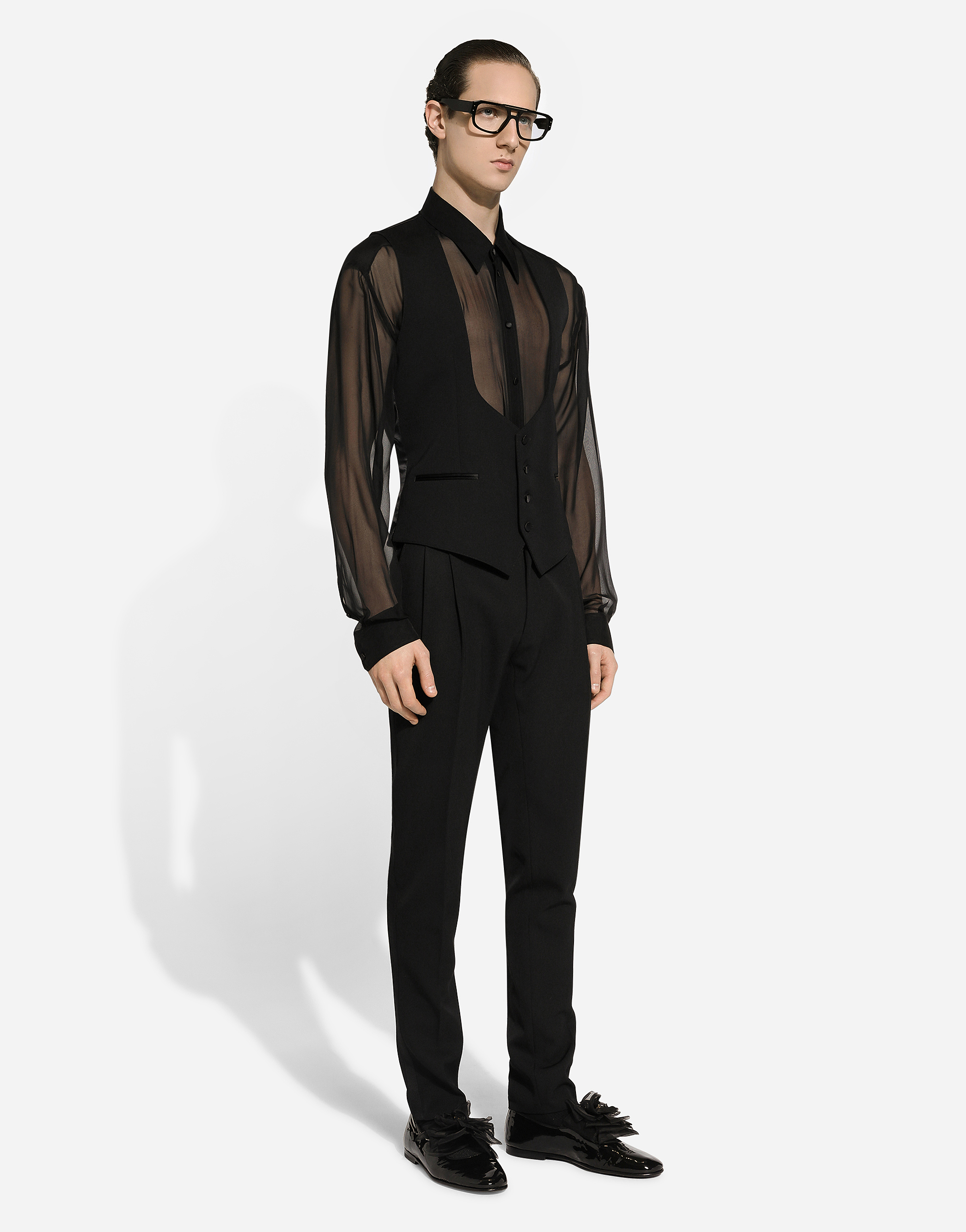 Dolce & Gabbana Classic Gabardine Tuxedo Pants In Black