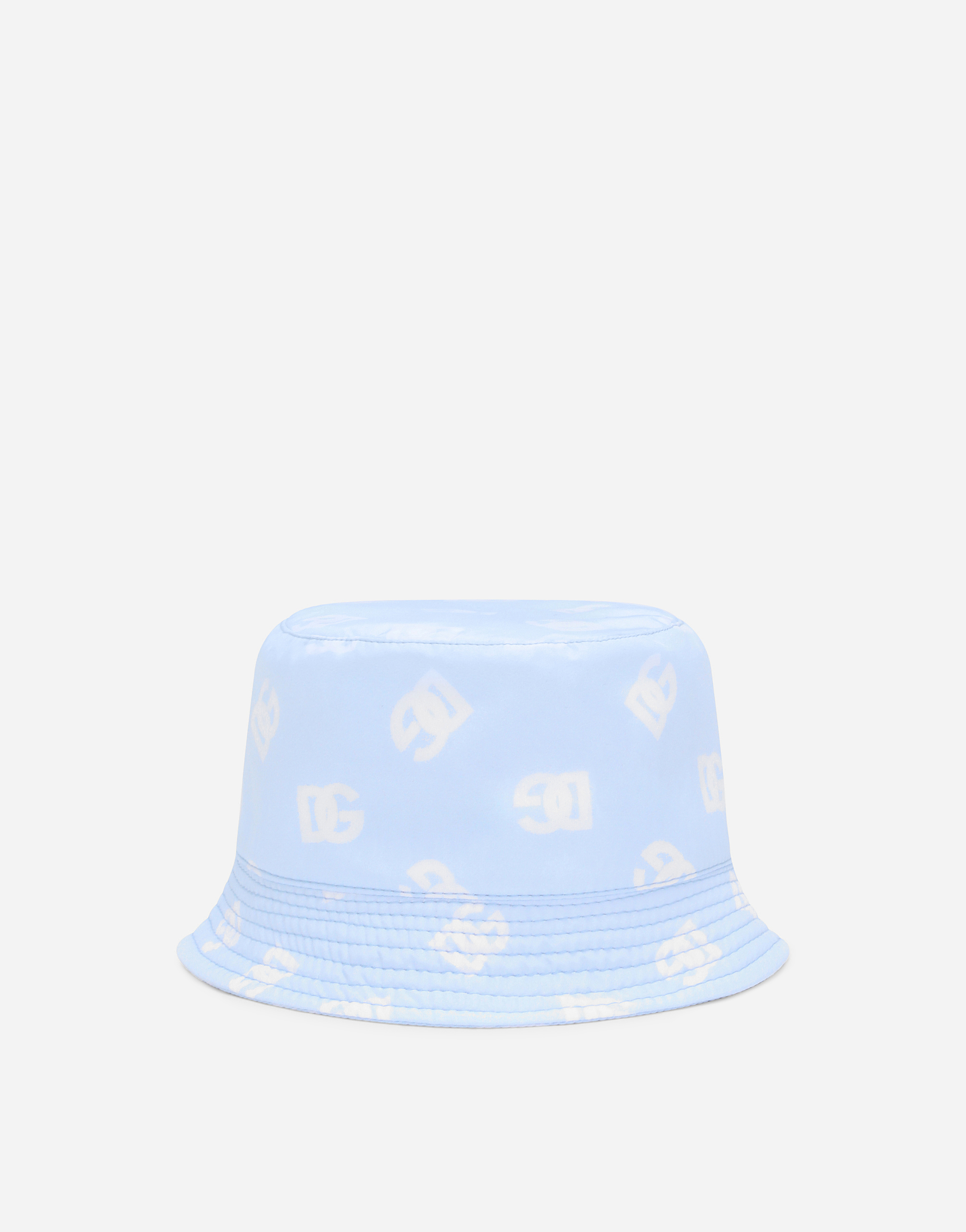 Nylon bucket hat with all-over logo print