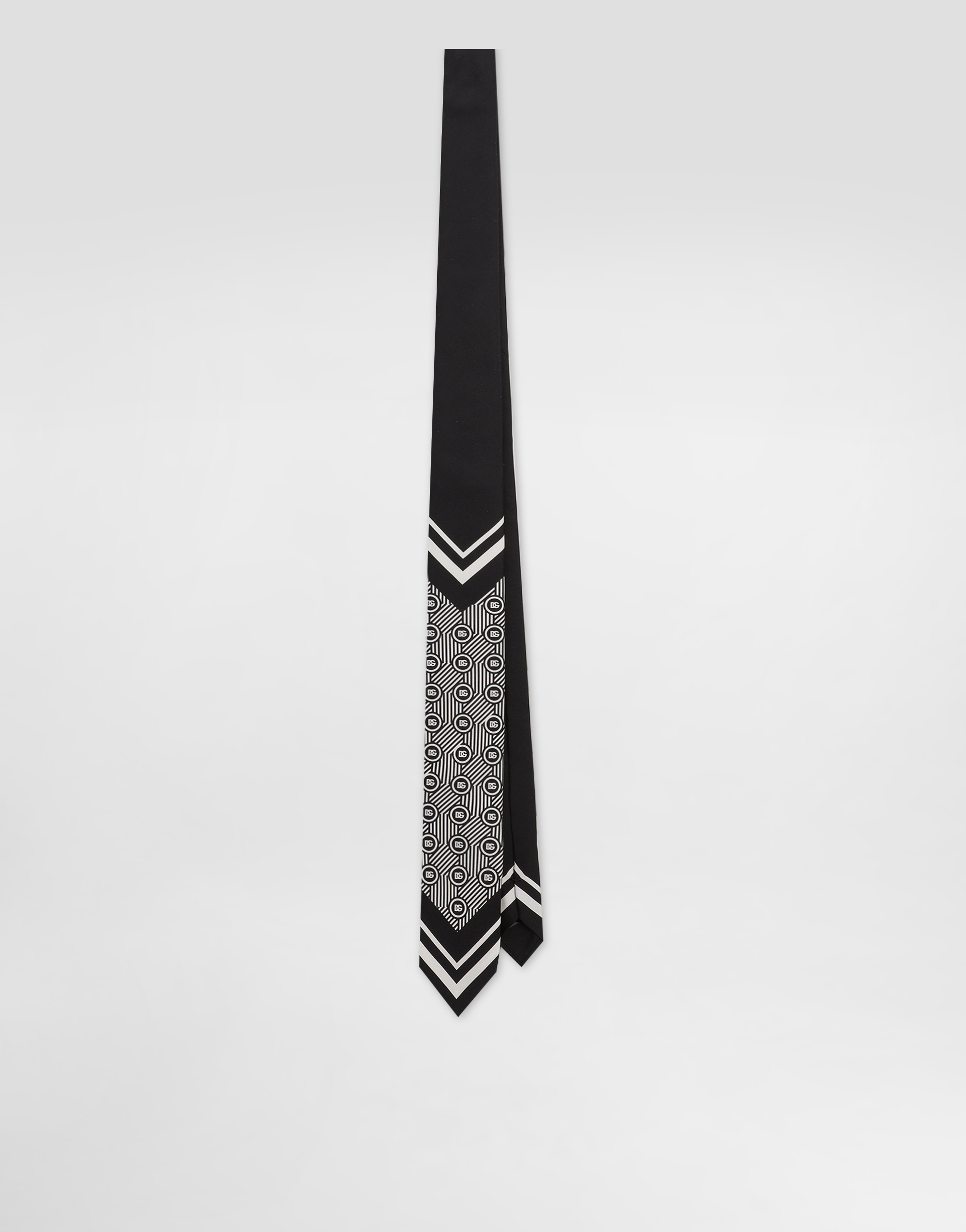 Dolce & Gabbana Micro-design And Logo Twill Print In Black