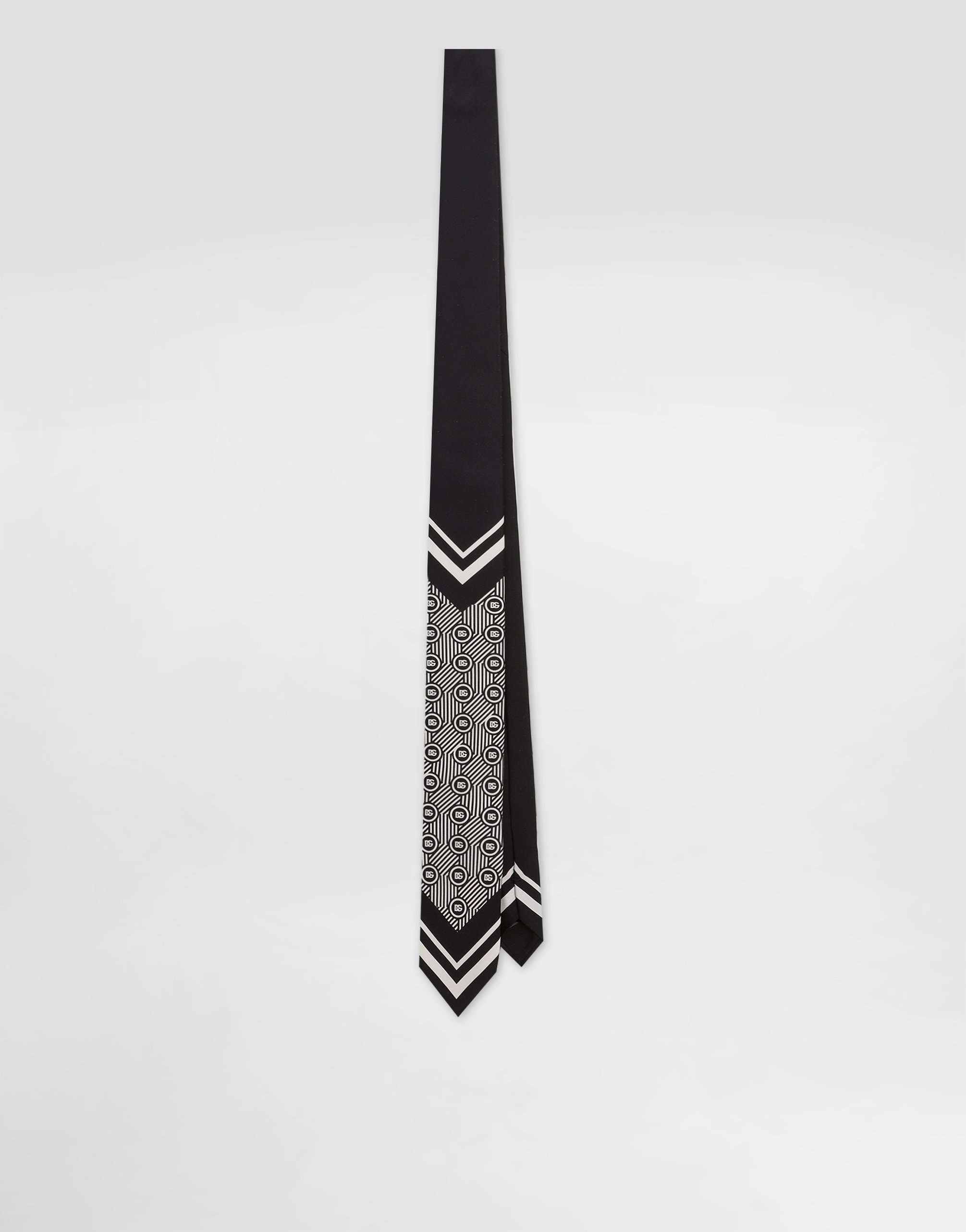 Dolce & Gabbana Micro-design And Logo Twill Print In Black