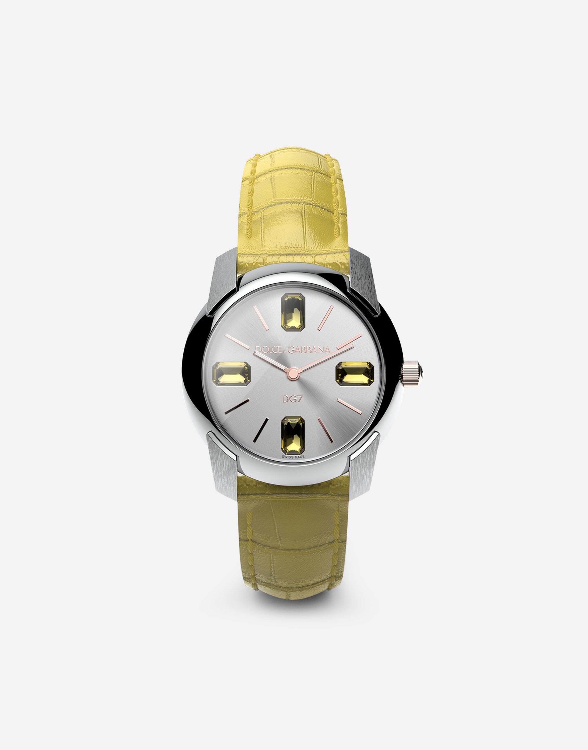 Dolce & Gabbana Watch With Alligator Strap In Yellow