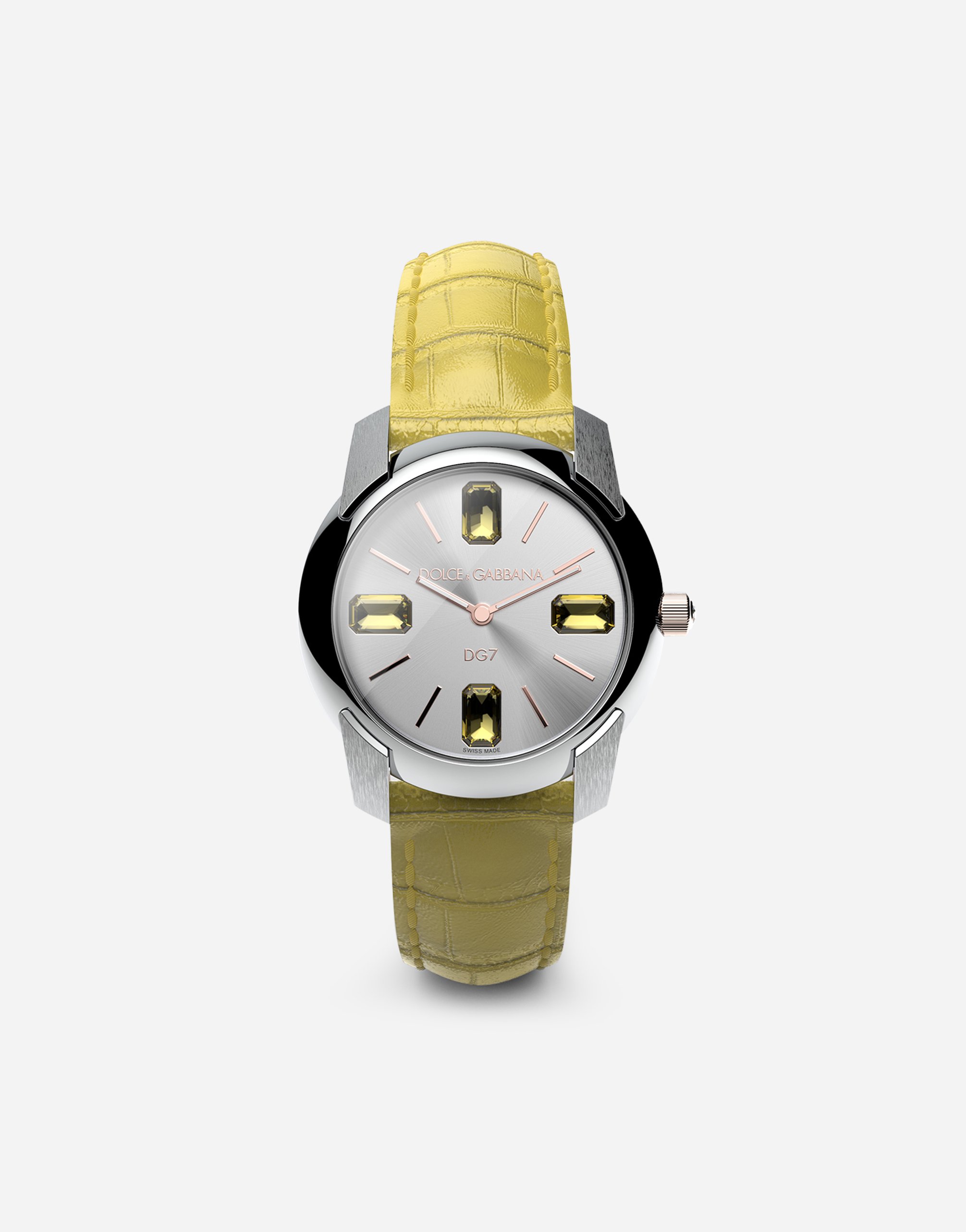 Dolce & Gabbana Watch With Alligator Strap - Woman Watches Yellow Onesize