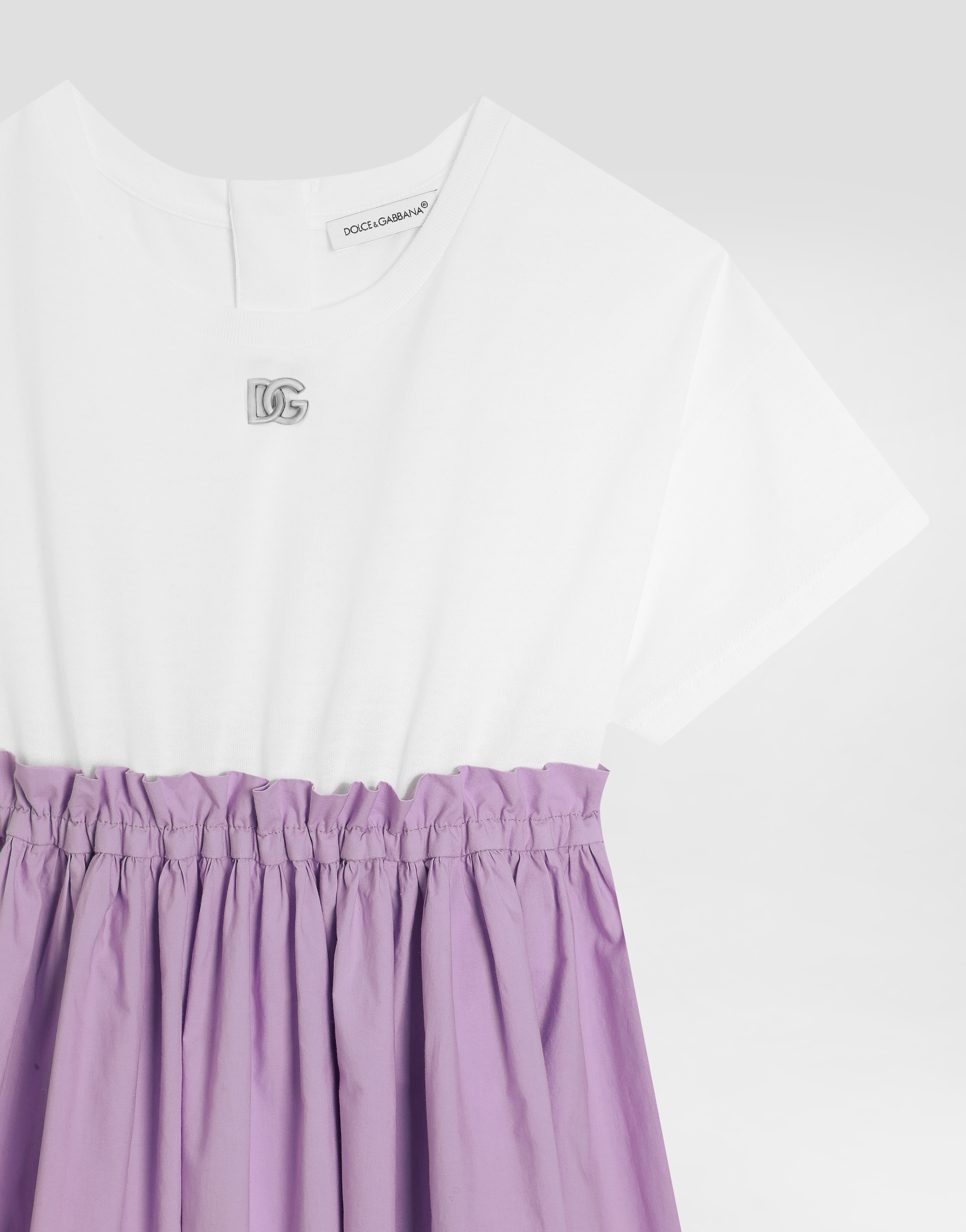 Dolce & Gabbana Poplin And Jersey Dress In Multicolor