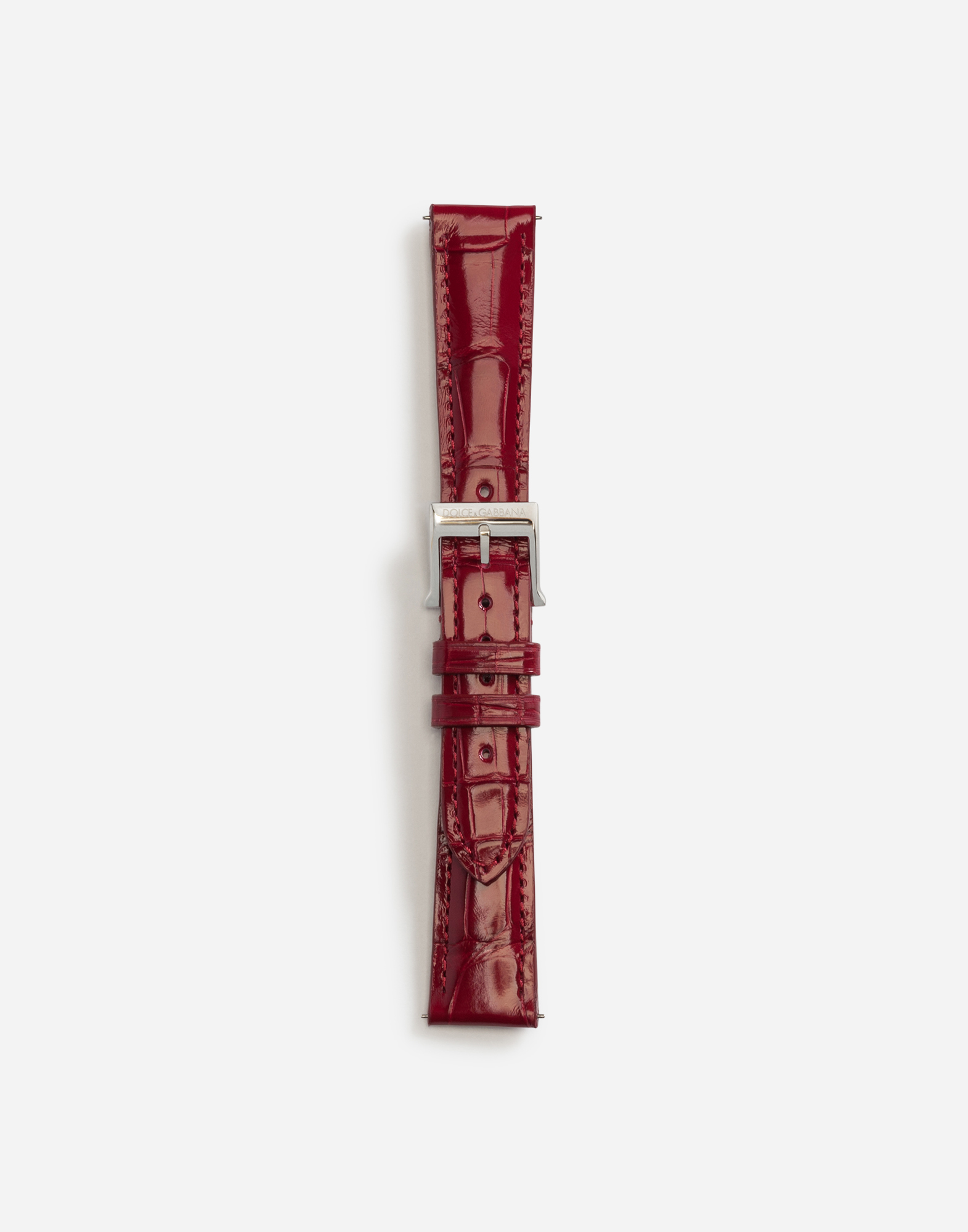 Dolce & Gabbana Alligator Strap With Buckle And Hook In Steel In Red