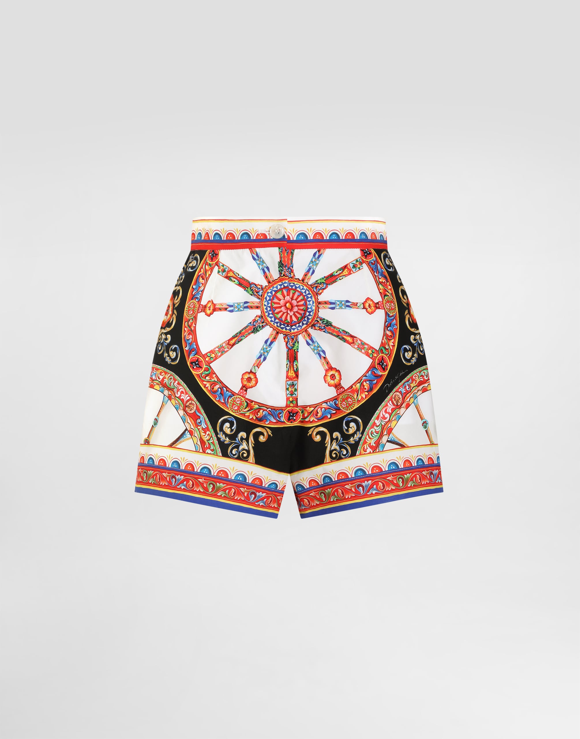 Carretto-print poplin shorts in Multicolor for Women