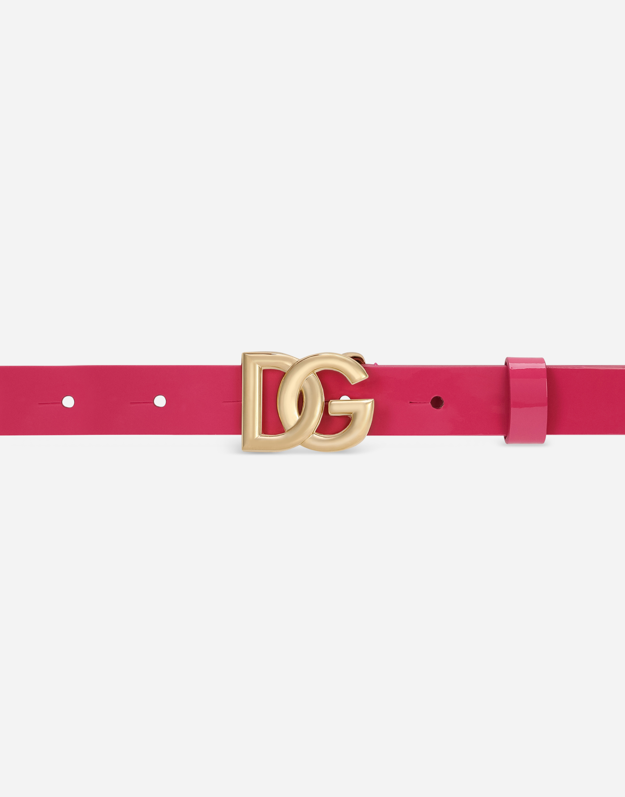 Dolce & Gabbana Patent Leather Belt With Dg-logo Buckle In Pink