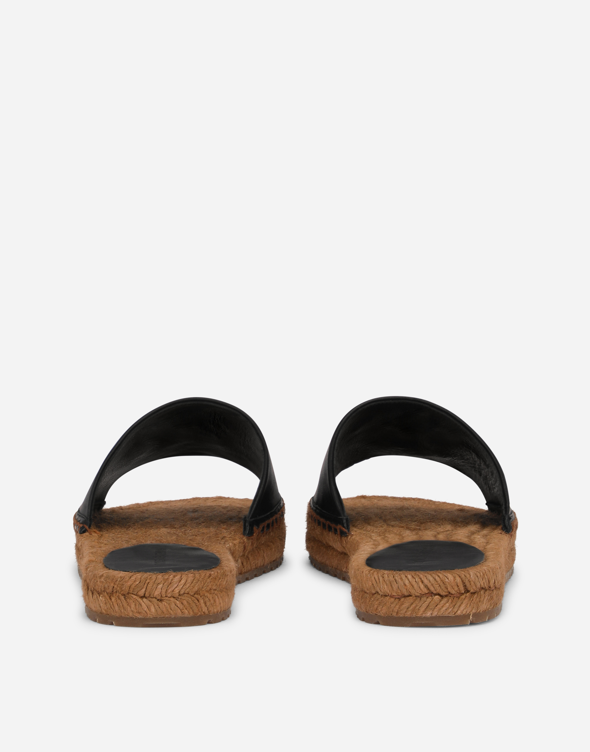 Dolce & Gabbana Dg Logo Leather Espadrille Sandal In Black